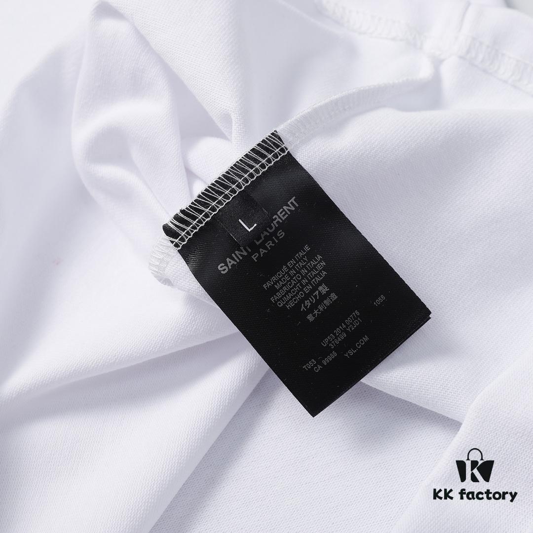 YSL / Saint Laurent Classic Small Logo Embroidered Jacquard Short Sleeve