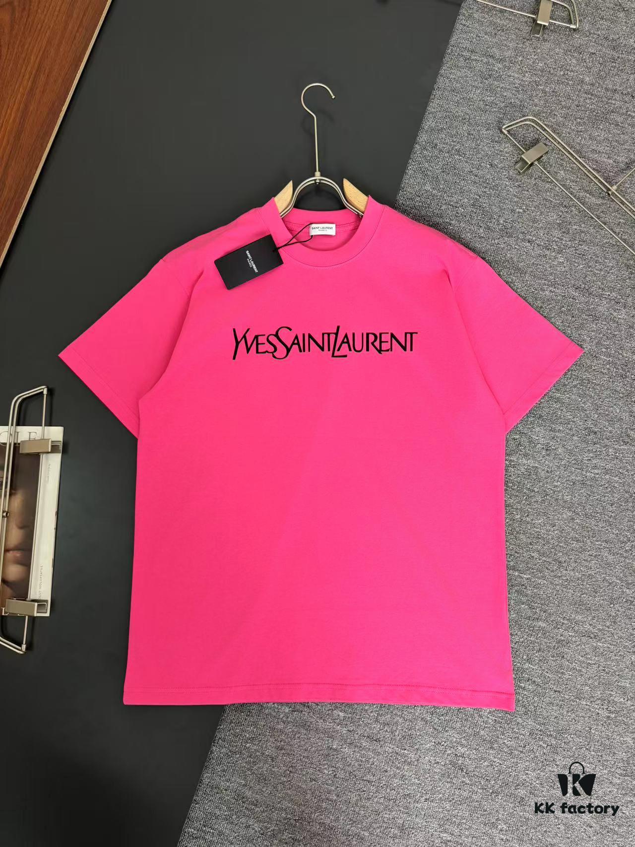 Yves Saint Laurent *YSL* Saint Laurent 320g Heavyweight Pure Cotton T-Shirt, Thick and Breathable Loose Fit, Logo Print Design, Spring and Summer New Round Neck Fashion Short Sleeve Tee