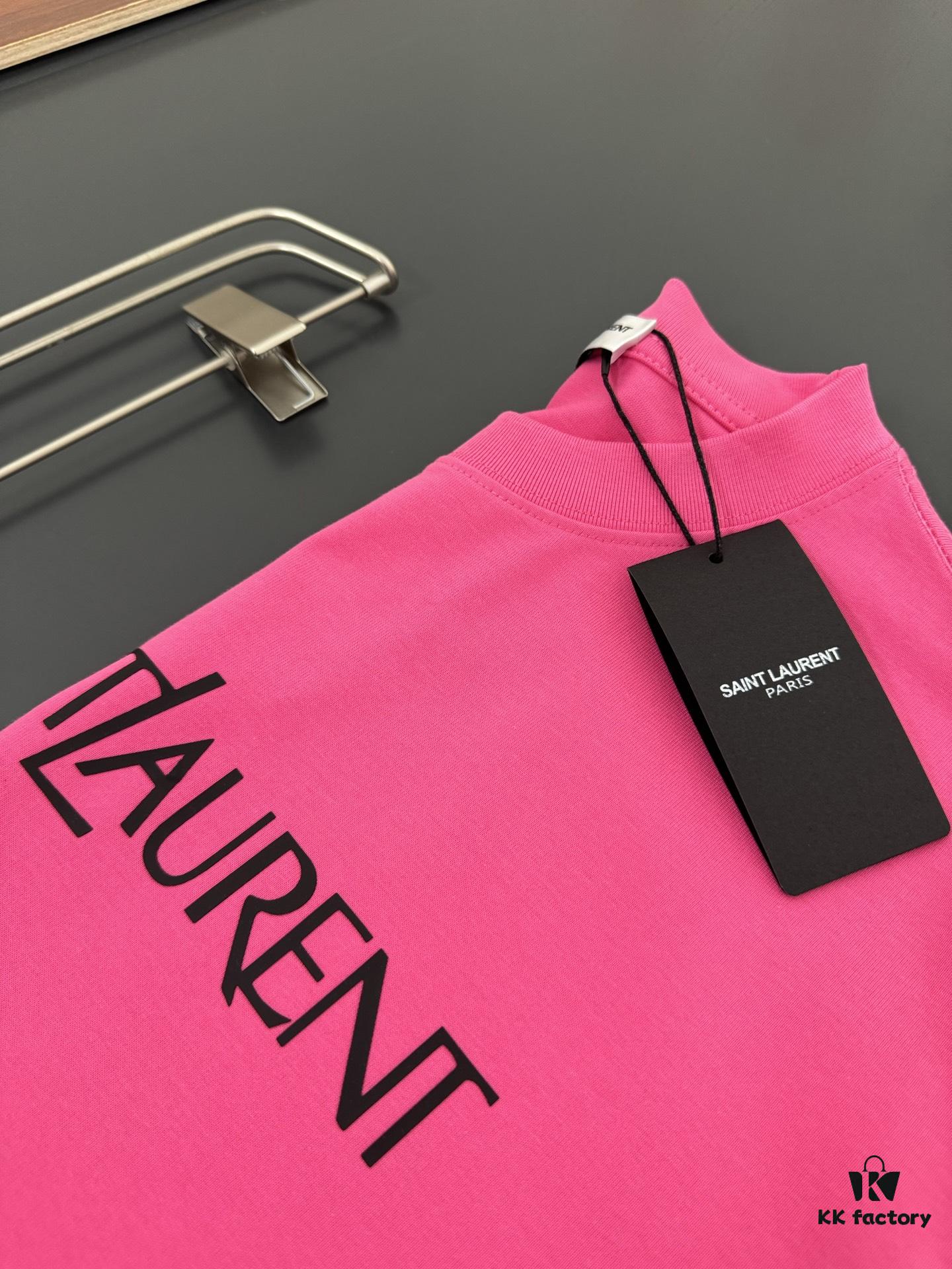 Yves Saint Laurent *YSL* Saint Laurent 320g Heavyweight Pure Cotton T-Shirt, Thick and Breathable Loose Fit, Logo Print Design, Spring and Summer New Round Neck Fashion Short Sleeve Tee