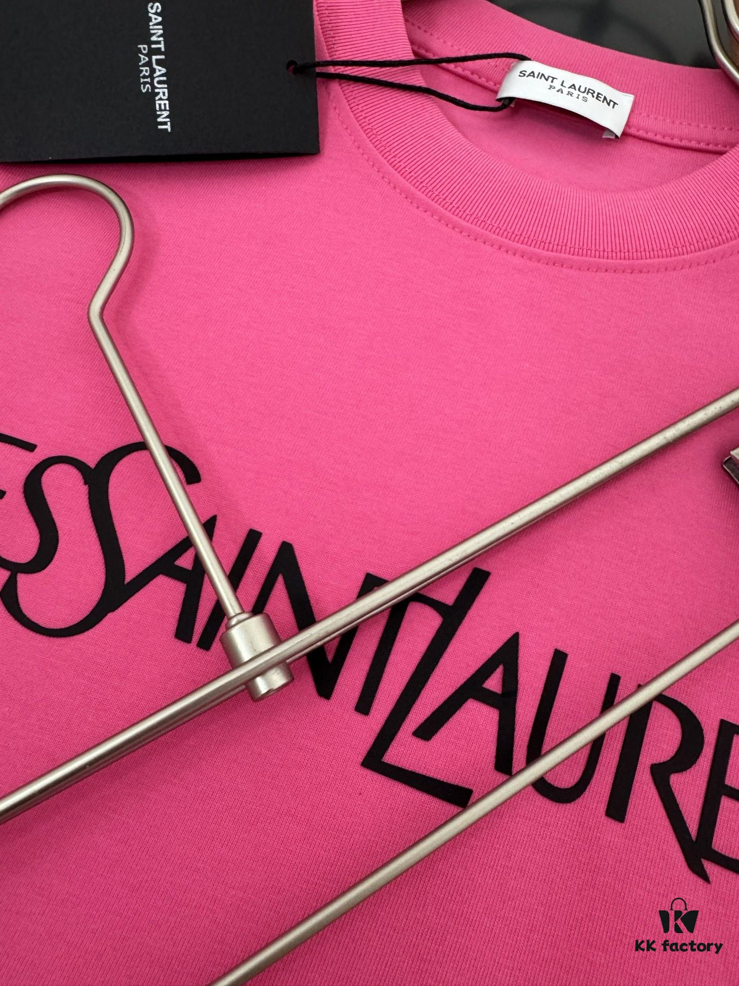 Yves Saint Laurent *YSL* Saint Laurent 320g Heavyweight Pure Cotton T-Shirt, Thick and Breathable Loose Fit, Logo Print Design, Spring and Summer New Round Neck Fashion Short Sleeve Tee