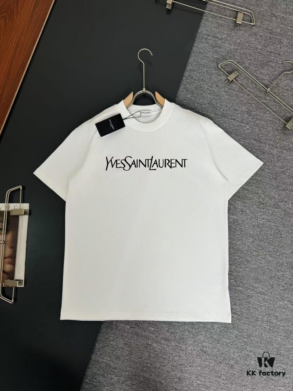 Yves Saint Laurent *YSL* Saint Laurent 320g Heavyweight Cotton T-Shirt with Logo Print, Thick and Breathable Loose-Fit Short-Sleeve Crew Neck Tee for Spring and Summer