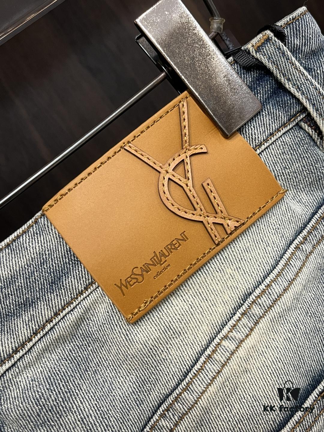 YSL Exclusive New Arrival Saint Laurent Men's Fashion Casual Jeans, High-End European Style Original Order Pants, Trendy and Comfortable, Breathable Fabric with Impeccable Details, Brand Design Concept for Premium Quality, Relaxed Cut with Excellent Fit