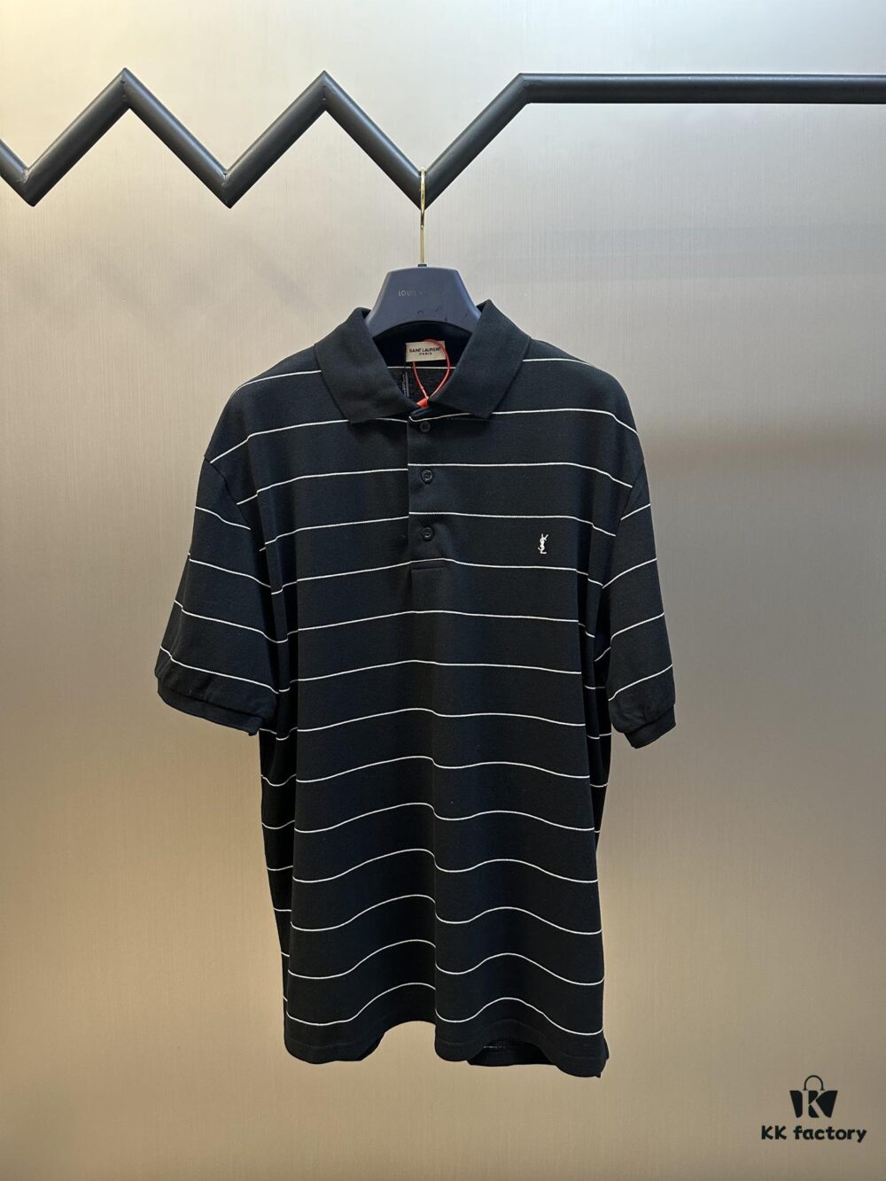 Saint Laurent Embroidered Striped Polo Shirt