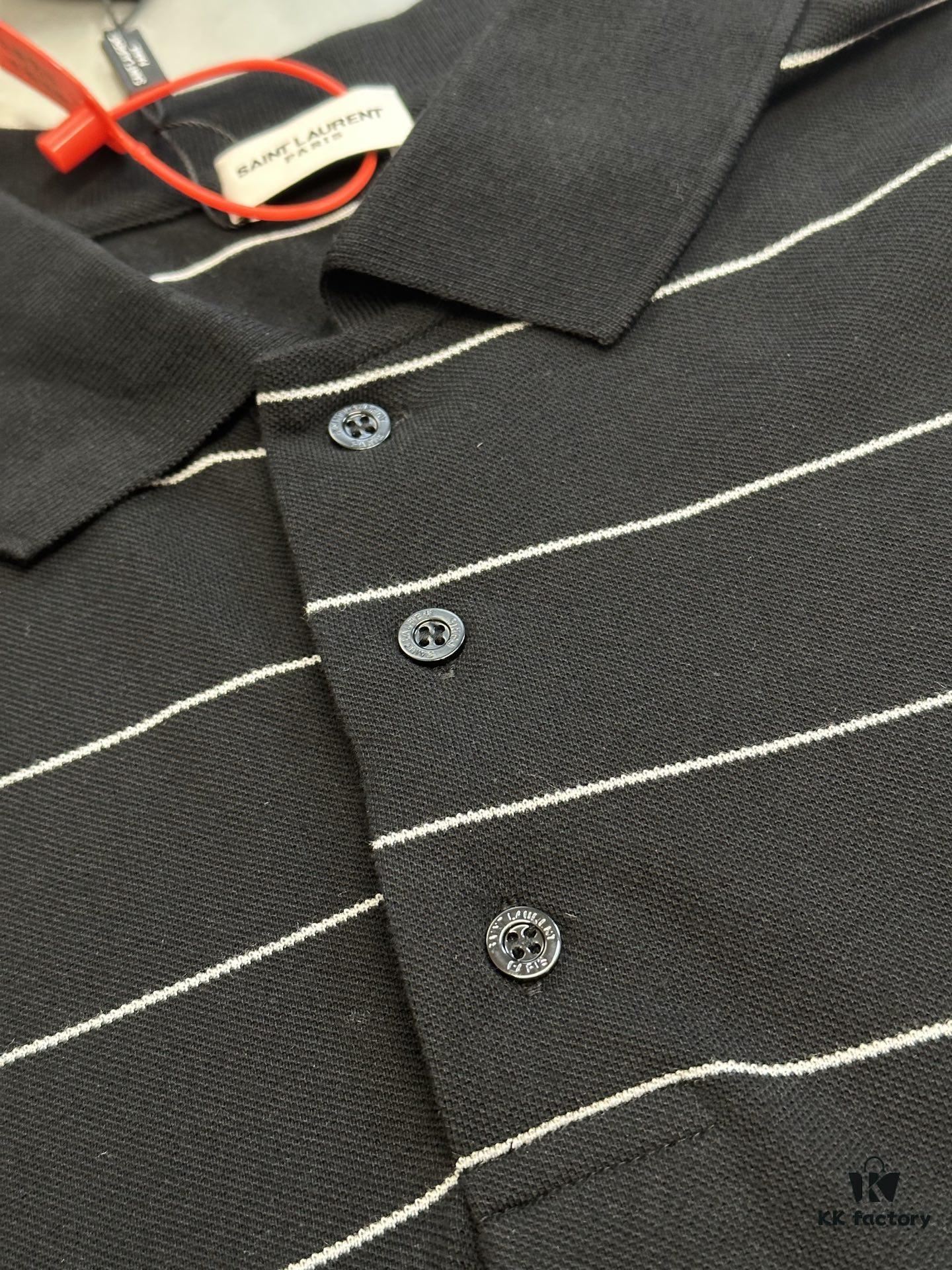 Saint Laurent Embroidered Striped Polo Shirt