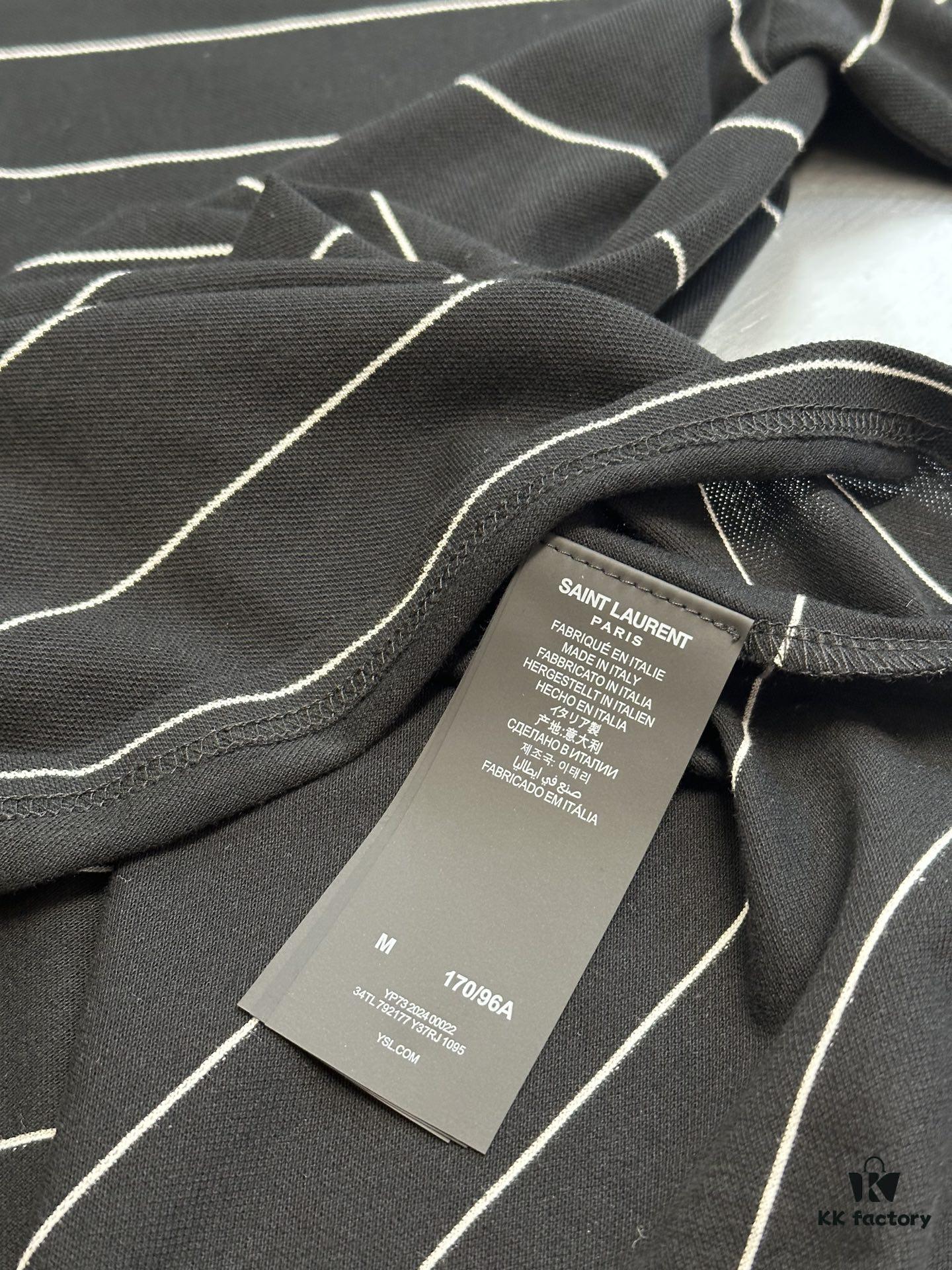 Saint Laurent Embroidered Striped Polo Shirt