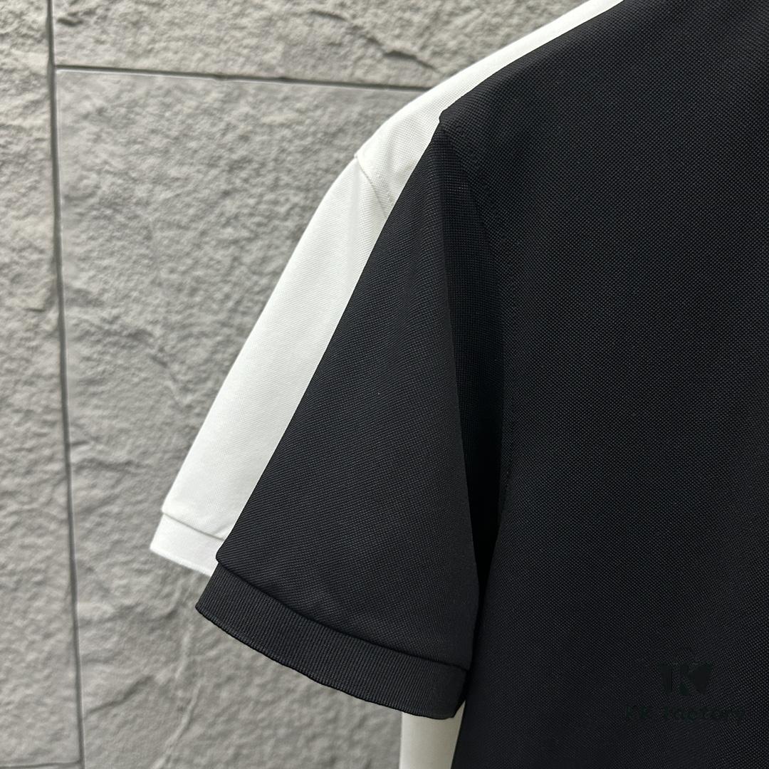 YSL Saint Laurent Short-Sleeve Polo 2025 Spring/Summer New Arrival Minimalist Letter Embroidery Beaded Fabric Unisex Polo Collar