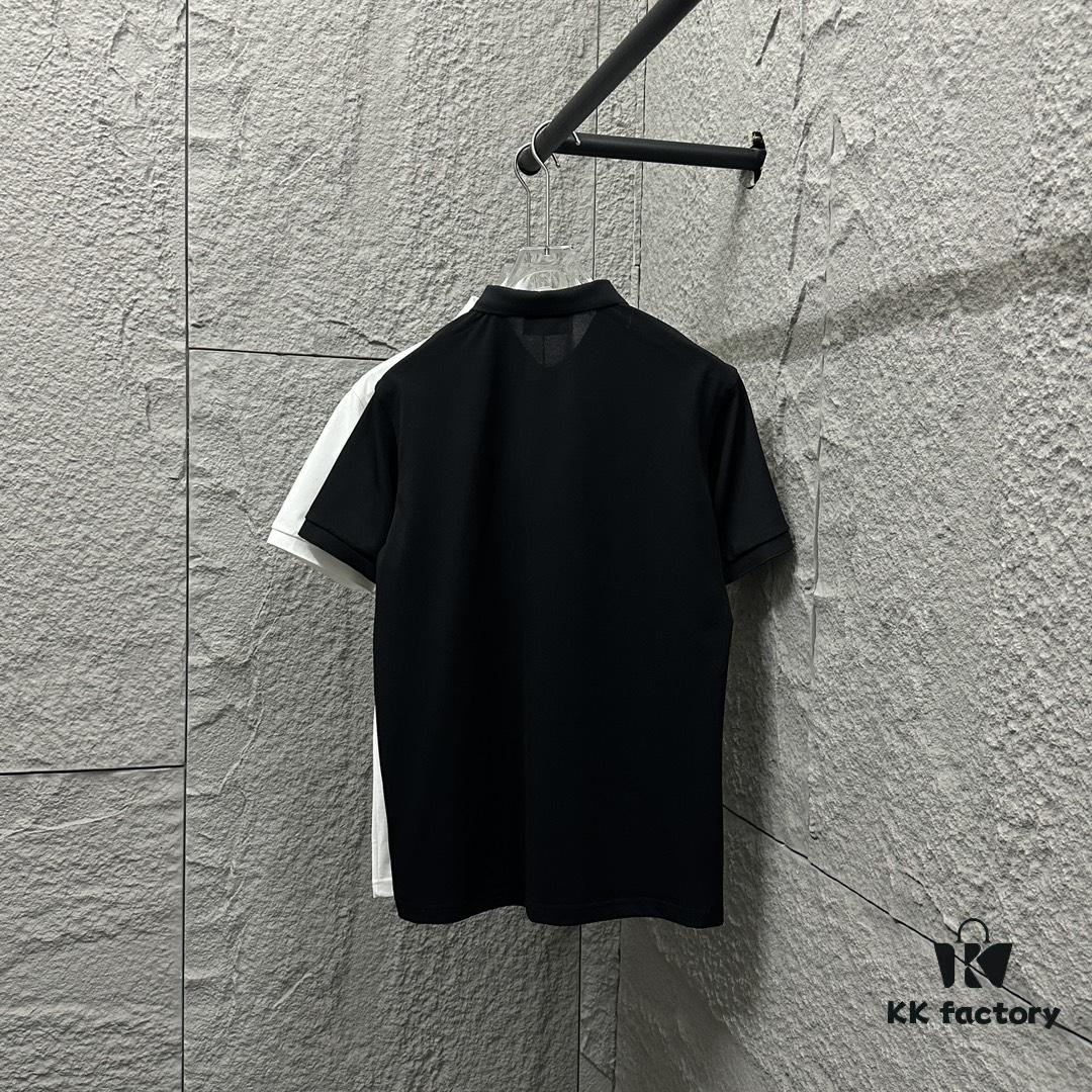 YSL Saint Laurent Short-Sleeve Polo 2025 Spring/Summer New Arrival Minimalist Letter Embroidery Beaded Fabric Unisex Polo Collar