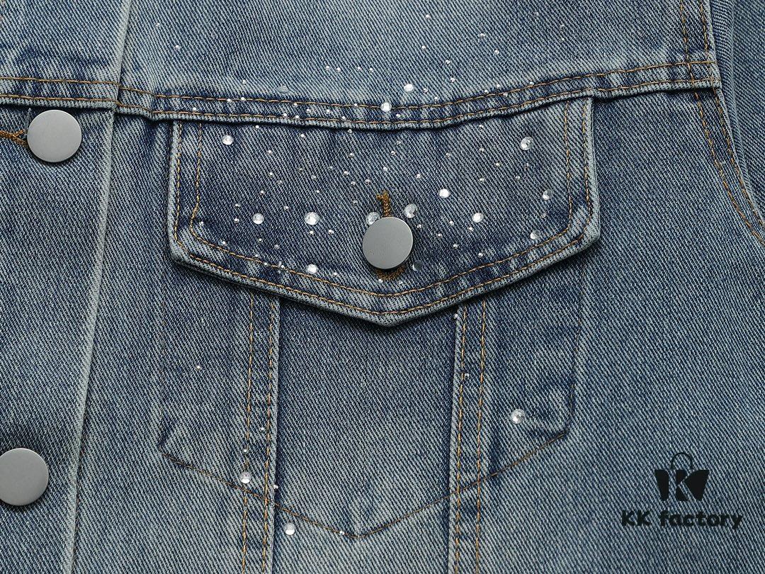 Saint Laurent YSL Rhinestone Embellished Denim Jacket (Top-tier Version, Distinguished from Standard Stock)