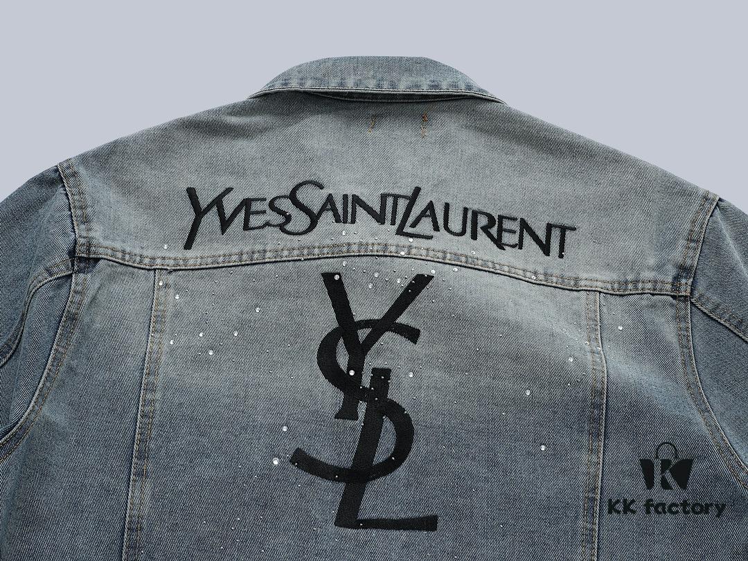 Saint Laurent YSL Rhinestone Embellished Denim Jacket (Top-tier Version, Distinguished from Standard Stock)