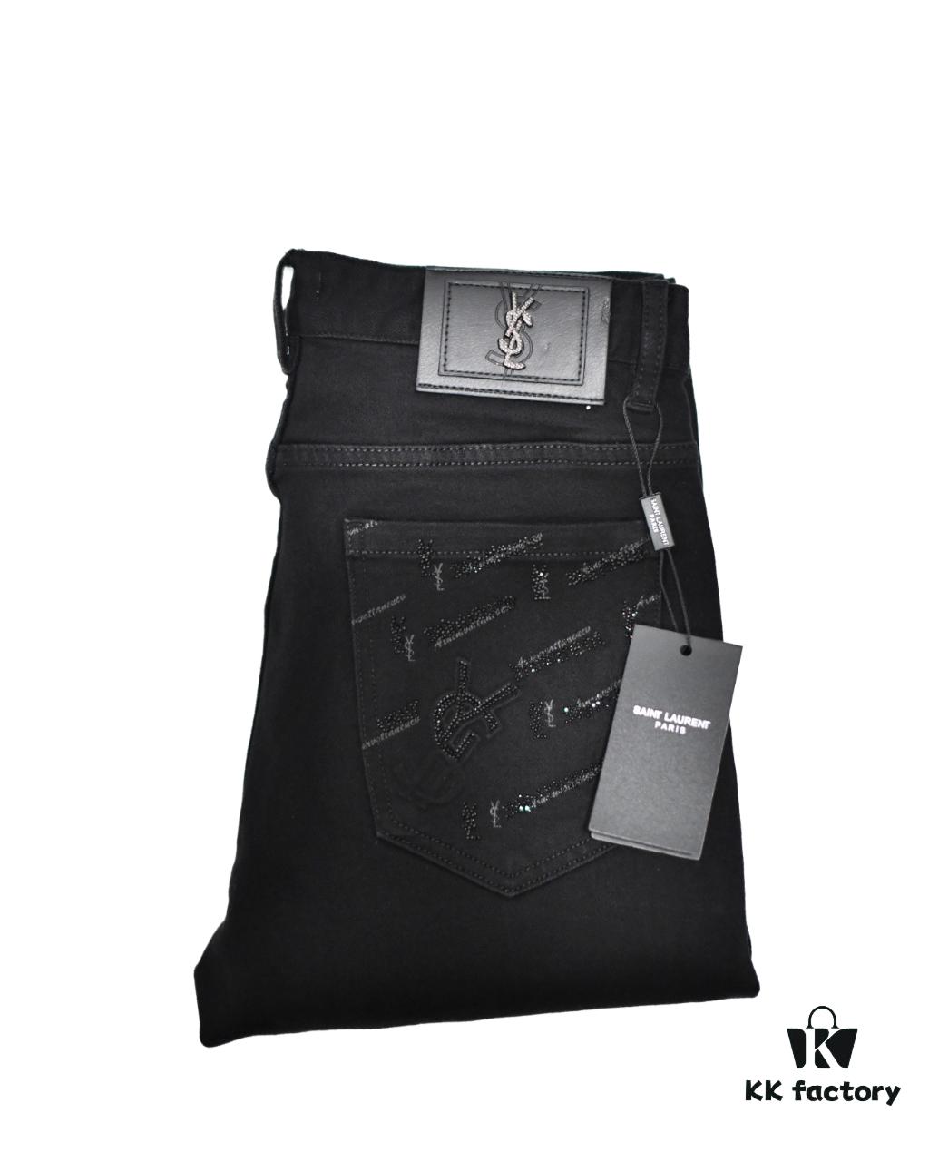 YSL Saint Laurent Rhinestone Premium Craftsmanship Jeans