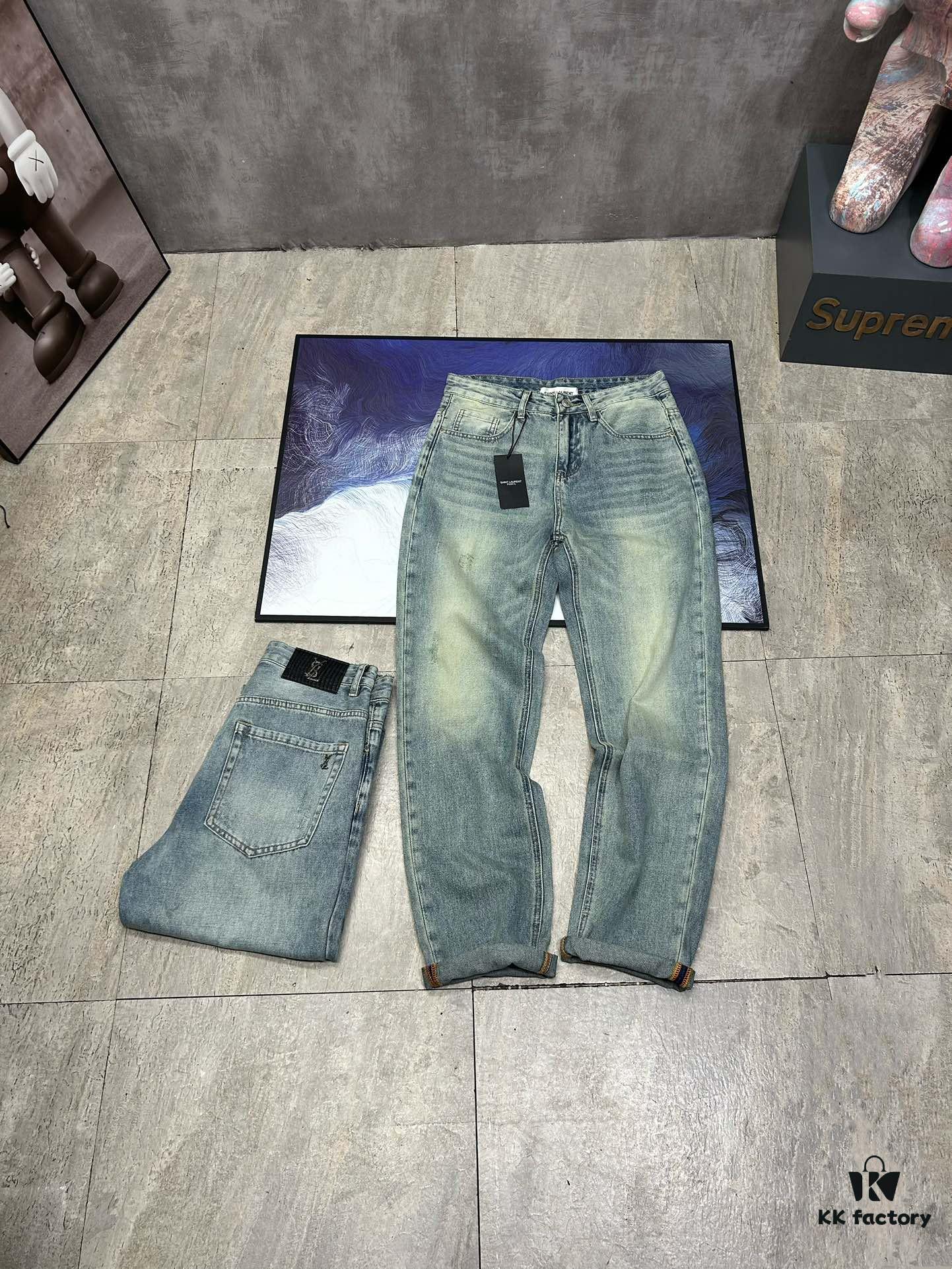 YSL Saint Laurent Jeans New Arrival Slim Straight Leg Premium Quality 1:1 Replica European Imported Fabric Stretchy Comfortable Soft and Skin-Friendly