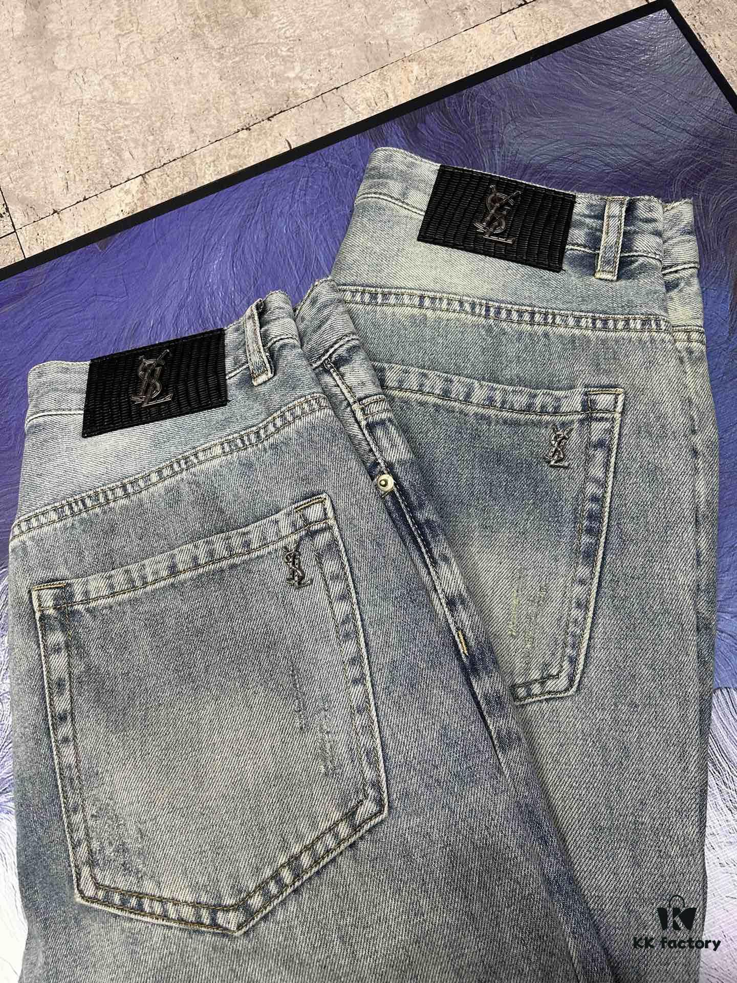 YSL Saint Laurent Jeans New Arrival Slim Straight Leg Premium Quality 1:1 Replica European Imported Fabric Stretchy Comfortable Soft and Skin-Friendly