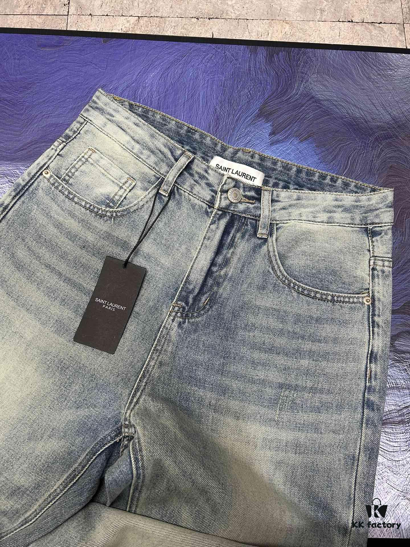 YSL Saint Laurent Jeans New Arrival Slim Straight Leg Premium Quality 1:1 Replica European Imported Fabric Stretchy Comfortable Soft and Skin-Friendly