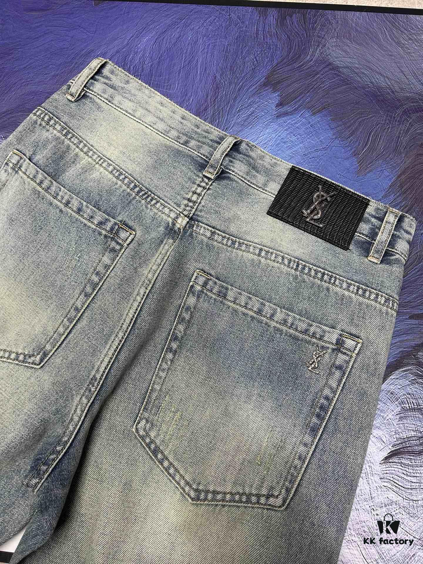YSL Saint Laurent Jeans New Arrival Slim Straight Leg Premium Quality 1:1 Replica European Imported Fabric Stretchy Comfortable Soft and Skin-Friendly