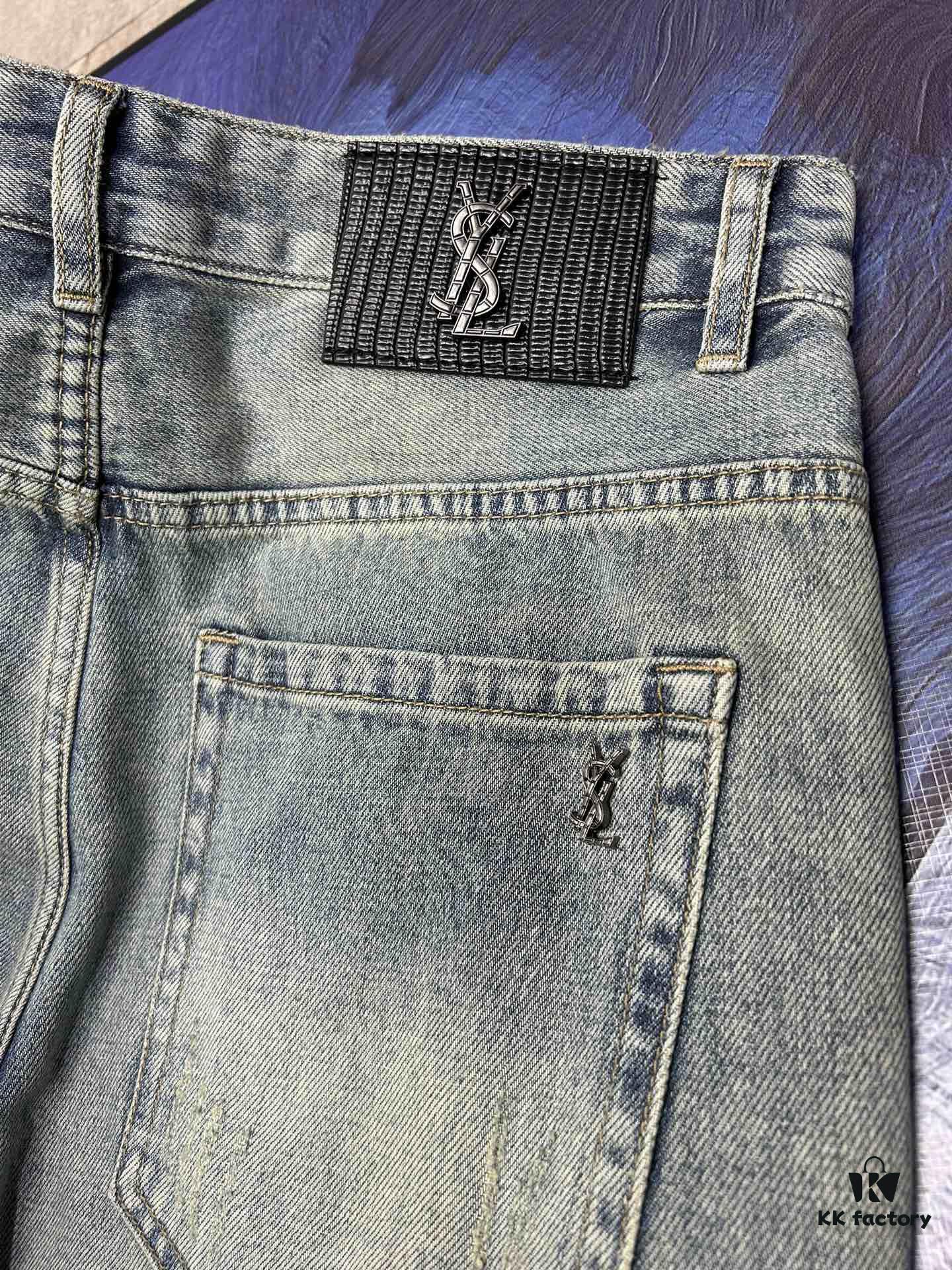 YSL Saint Laurent Jeans New Arrival Slim Straight Leg Premium Quality 1:1 Replica European Imported Fabric Stretchy Comfortable Soft and Skin-Friendly