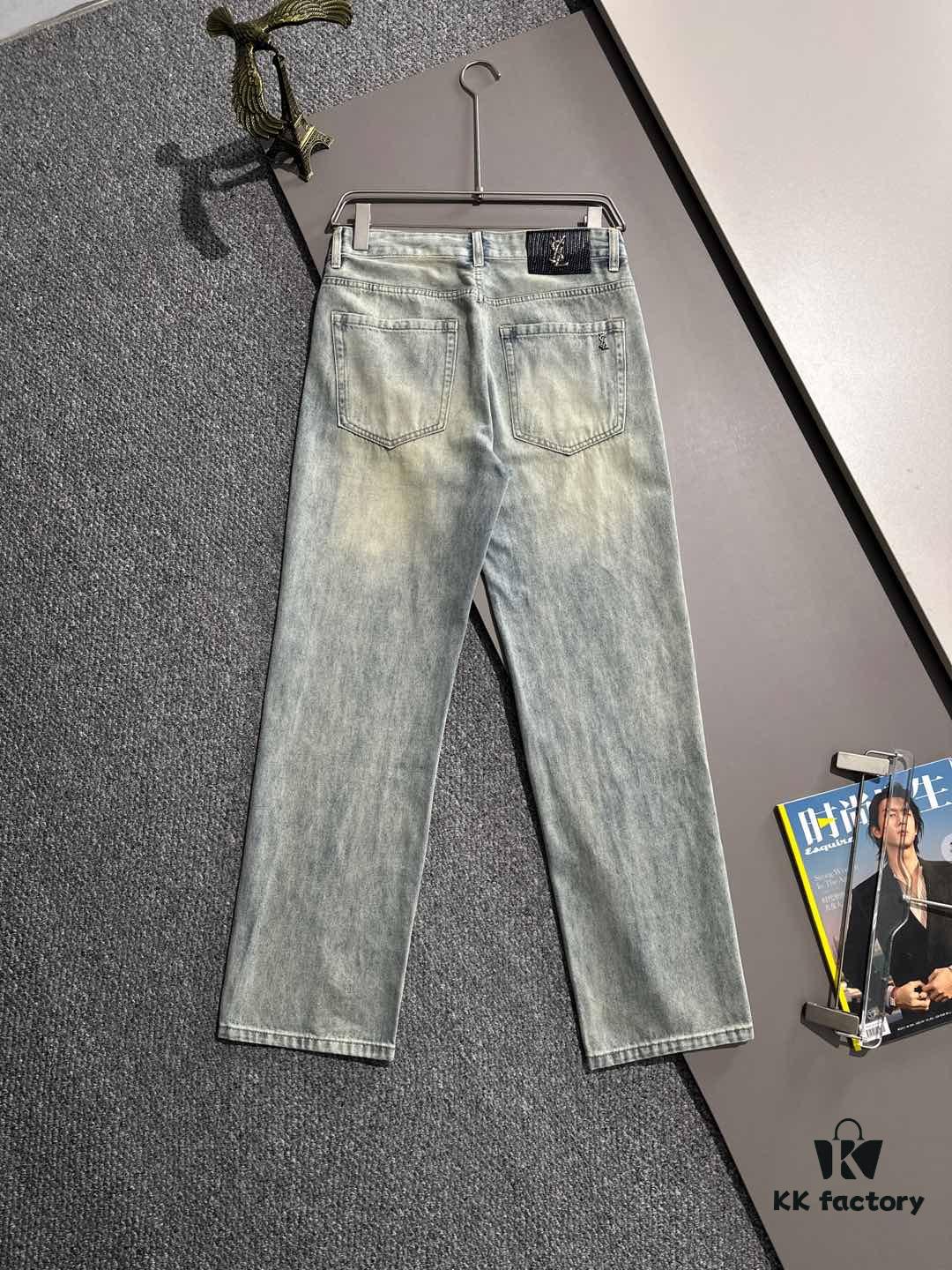 Saint Laurent 2025 All-Season Slim-Fit Denim Jeans, Made from Imported Japanese Plain-Woven Cotton Denim, Fully Labeled, Elegant and Minimalist, Soft and Comfortable with Versatile Styling – A Must-Have for Luxury Casual and Daily Wear