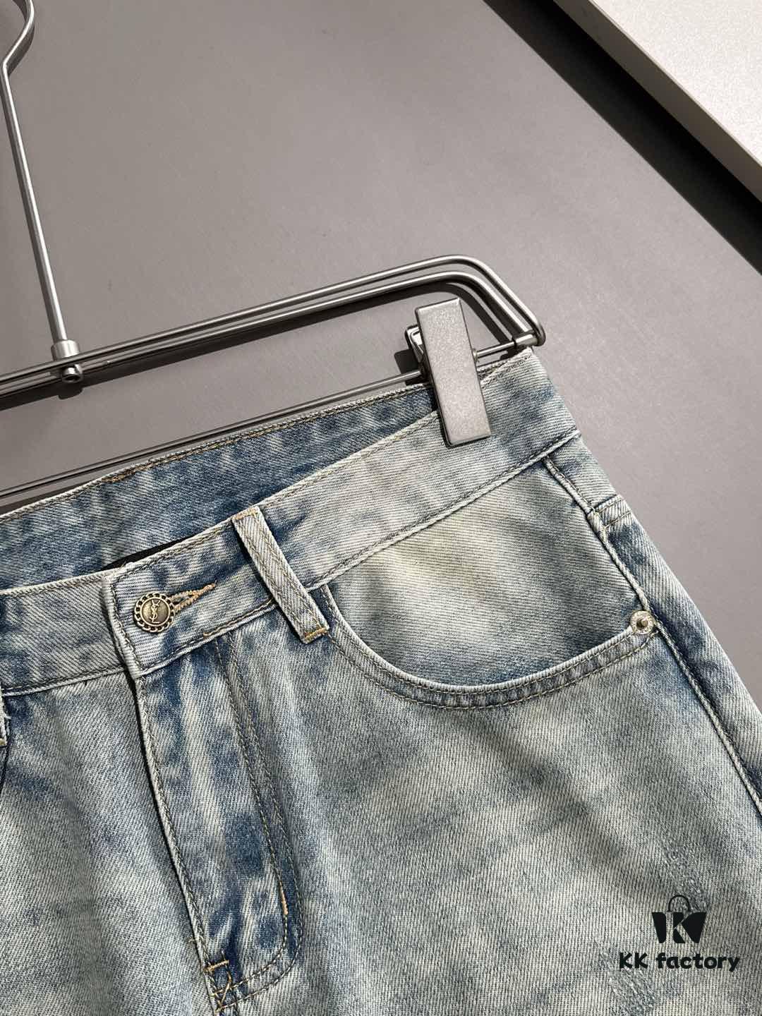 Saint Laurent 2025 All-Season Slim-Fit Denim Jeans, Made from Imported Japanese Plain-Woven Cotton Denim, Fully Labeled, Elegant and Minimalist, Soft and Comfortable with Versatile Styling – A Must-Have for Luxury Casual and Daily Wear