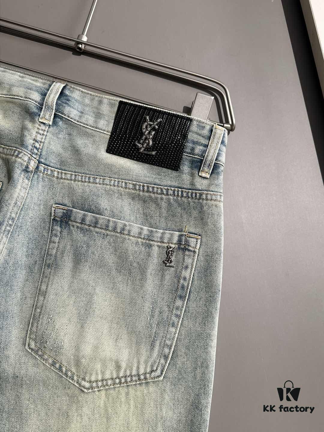 Saint Laurent 2025 All-Season Slim-Fit Denim Jeans, Made from Imported Japanese Plain-Woven Cotton Denim, Fully Labeled, Elegant and Minimalist, Soft and Comfortable with Versatile Styling – A Must-Have for Luxury Casual and Daily Wear