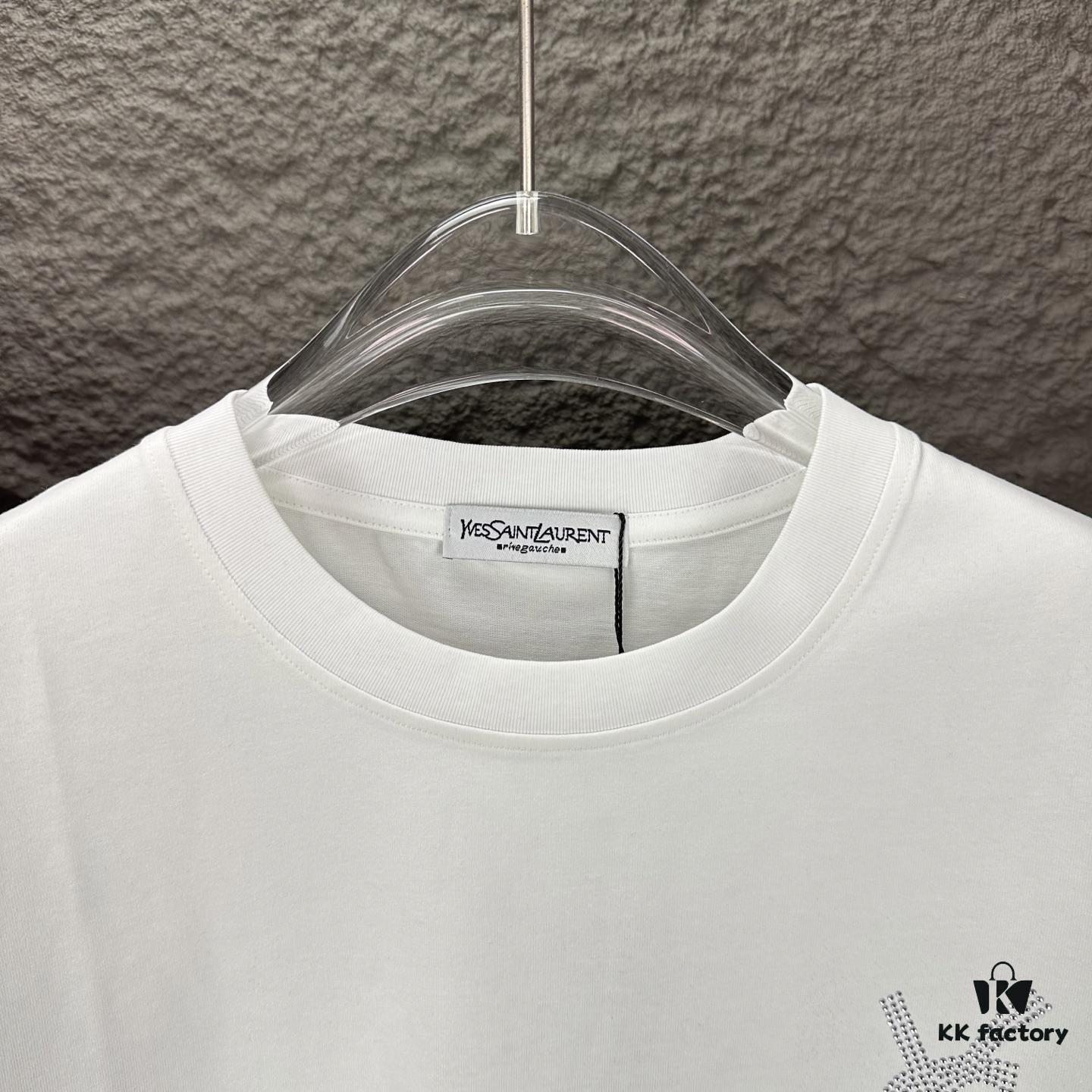 YSL Saint Laurent 2025 New Rhinestone Letter Logo Couple Short Sleeve T-Shirt