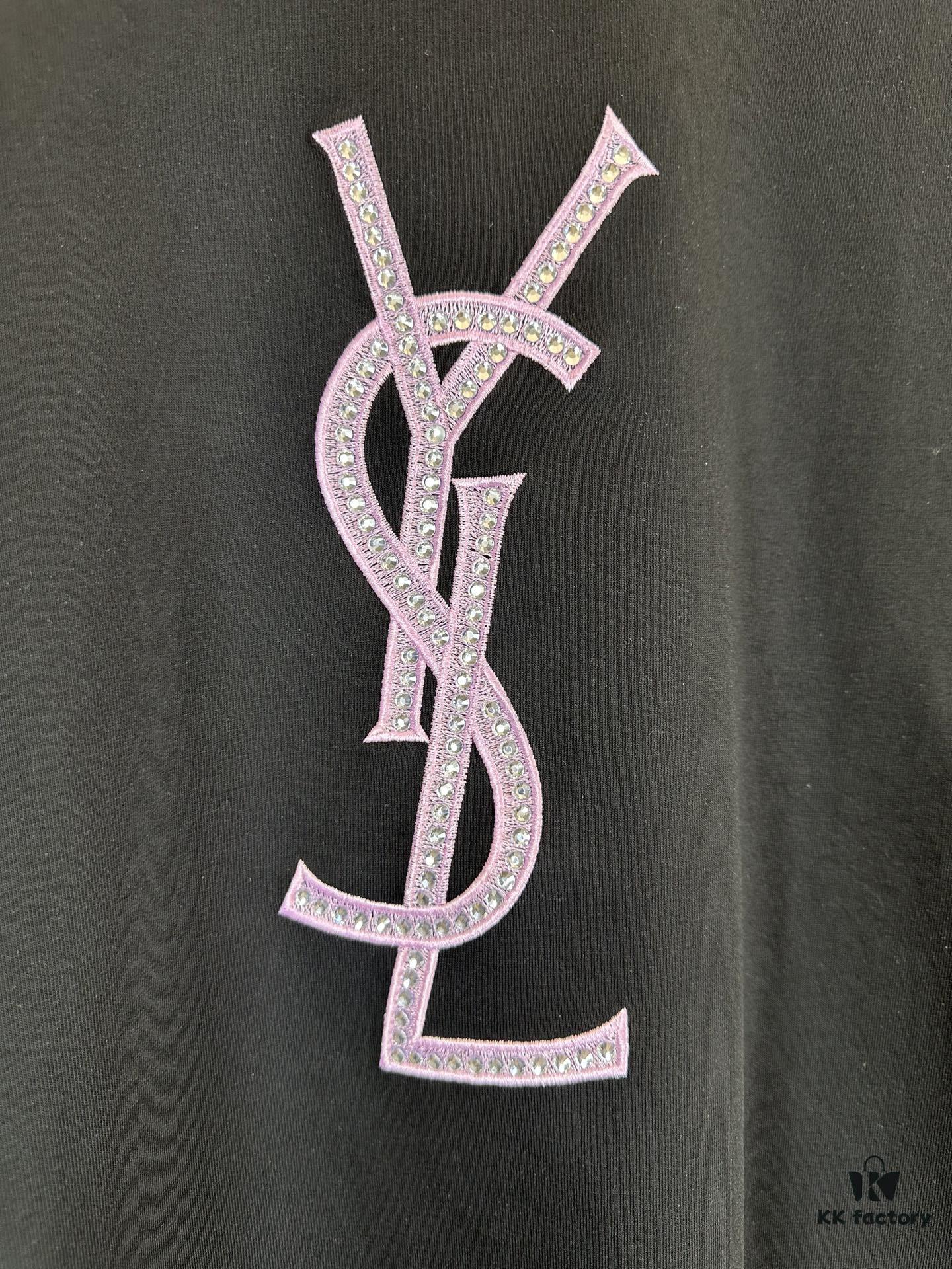 YSL Embellished Letter Cotton Short-Sleeve T-Shirt