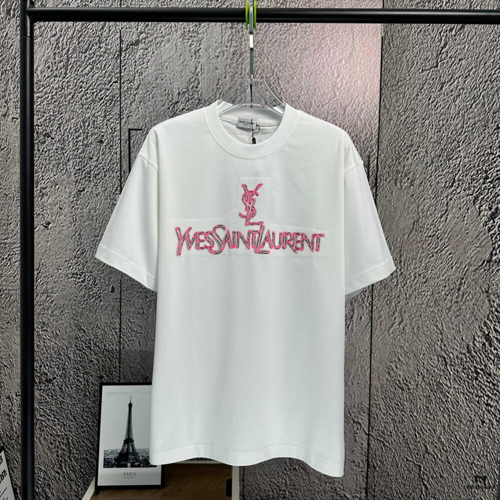 2025 Spring and Summer New Short Sleeve T-Shirt, Heavyweight Pure Cotton with Letter Embroidery