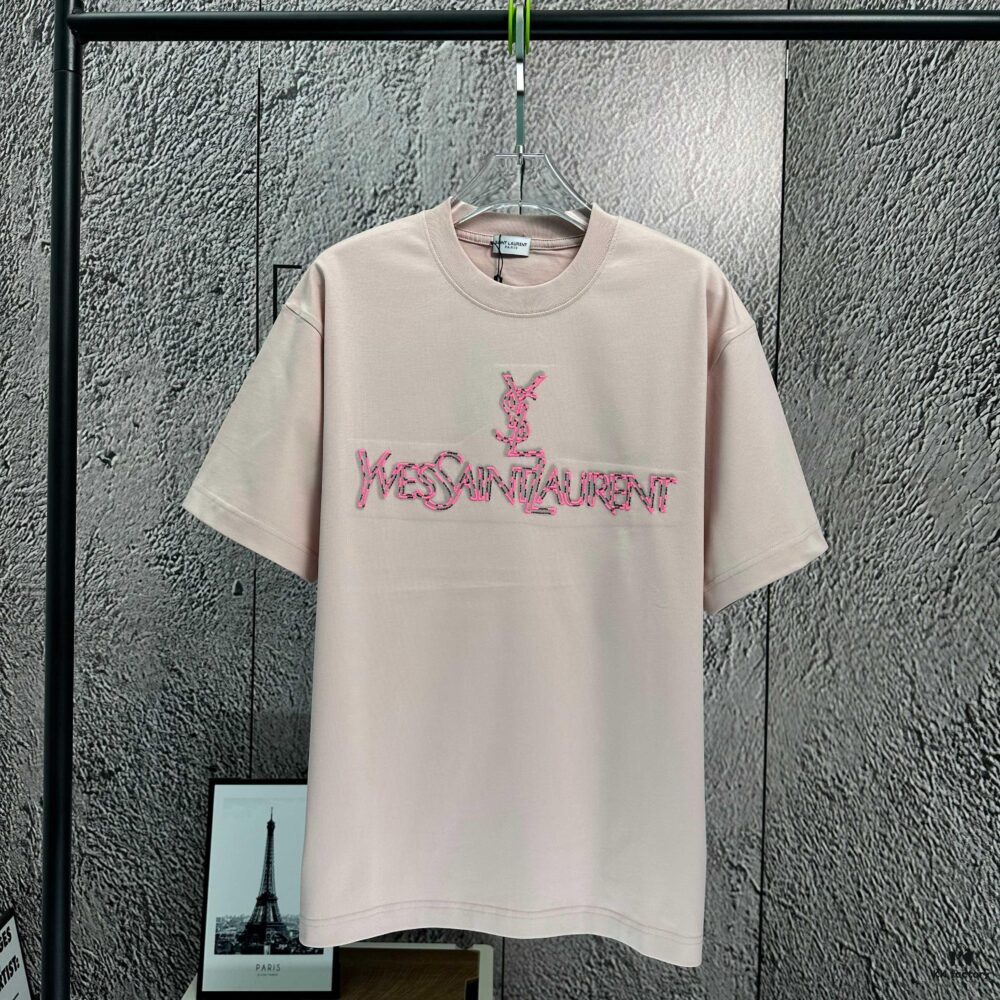 2025 Spring and Summer New Short Sleeve T-Shirt, Heavyweight Pure Cotton with Letter Embroidery