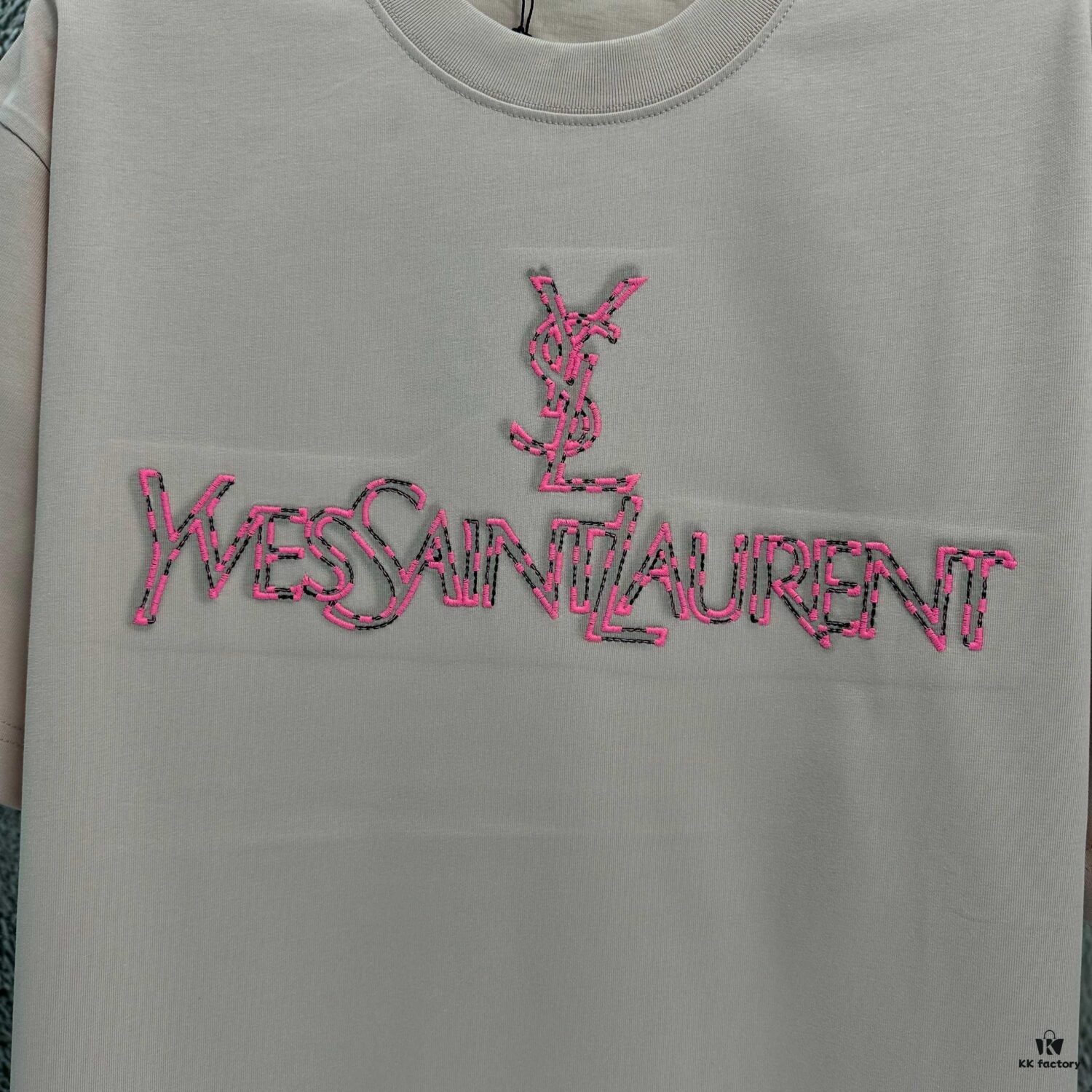 2025 Spring and Summer New Short Sleeve T-Shirt, Heavyweight Pure Cotton with Letter Embroidery