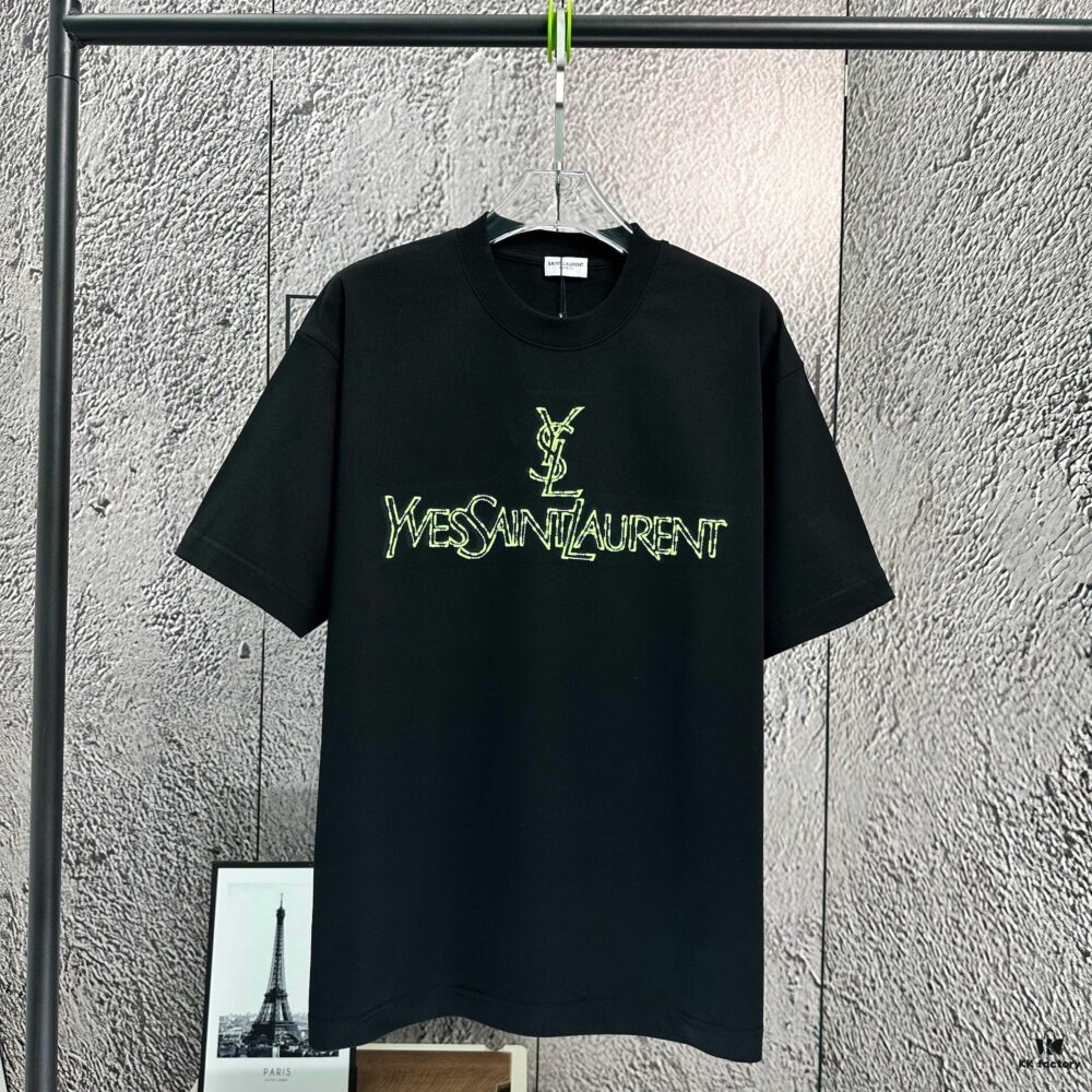 2025 Spring and Summer New Short Sleeve T-Shirt, Heavyweight Pure Cotton with Letter Embroidery