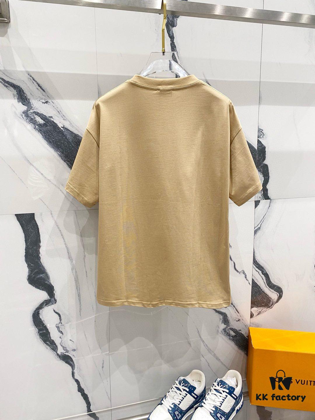 YSL Saint Laurent 260g Cotton Crew Neck Short Sleeve T-Shirt, Classic Minimalist Design with Embroidered Logo, Fashionable and Versatile