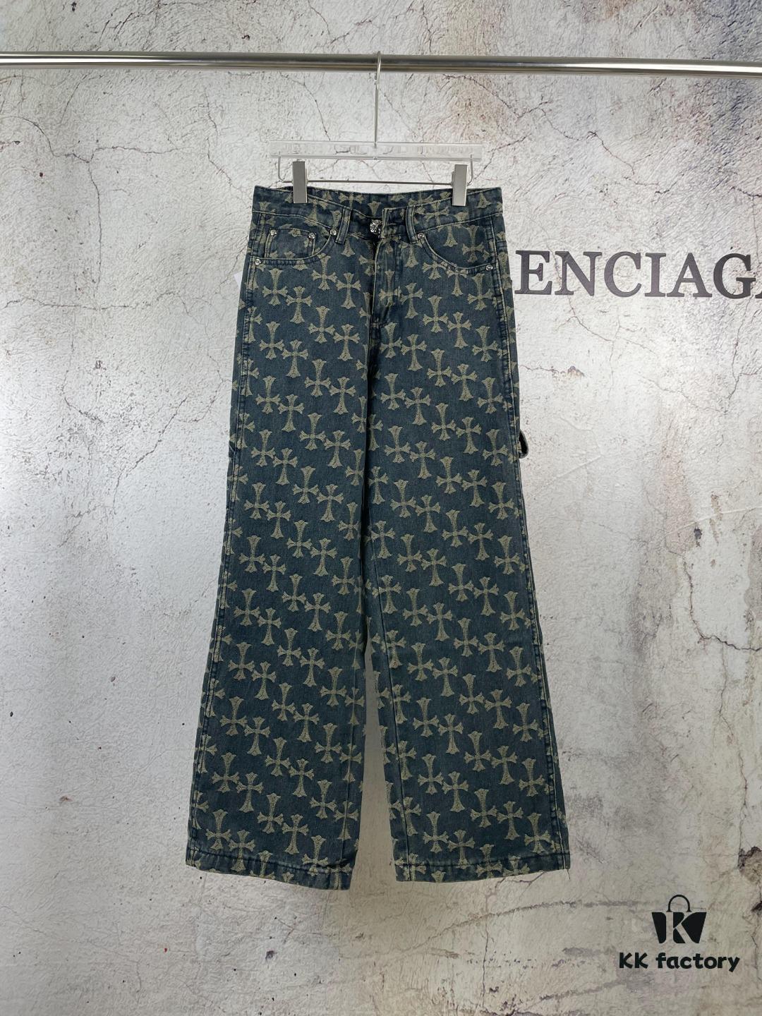Chrome Hearts CH Full Print Jacquard Flared Denim Jeans