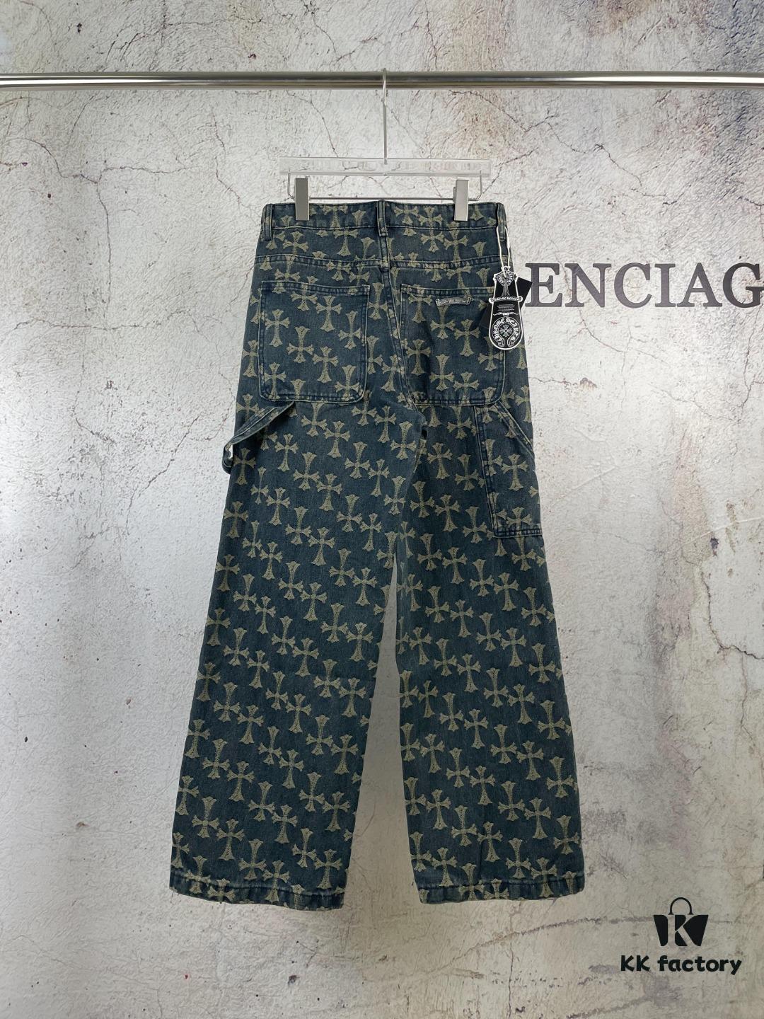 Chrome Hearts CH Full Print Jacquard Flared Denim Jeans