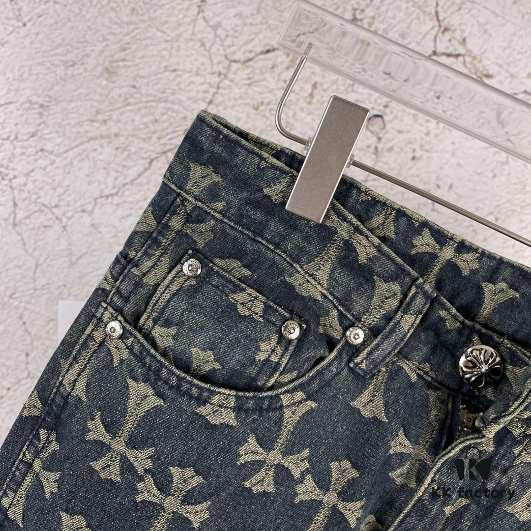 Chrome Hearts CH Full Print Jacquard Flared Denim Jeans
