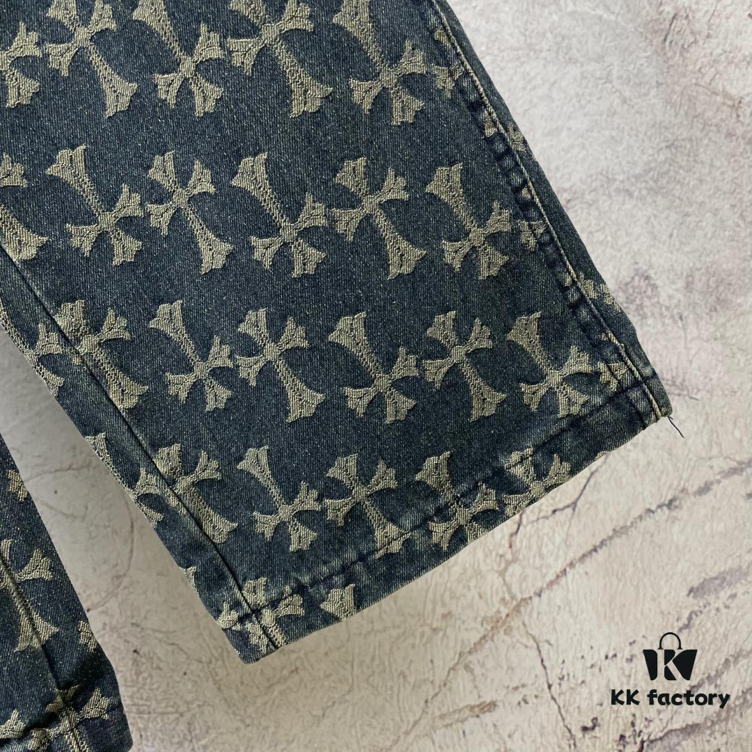 Chrome Hearts CH Full Print Jacquard Flared Denim Jeans