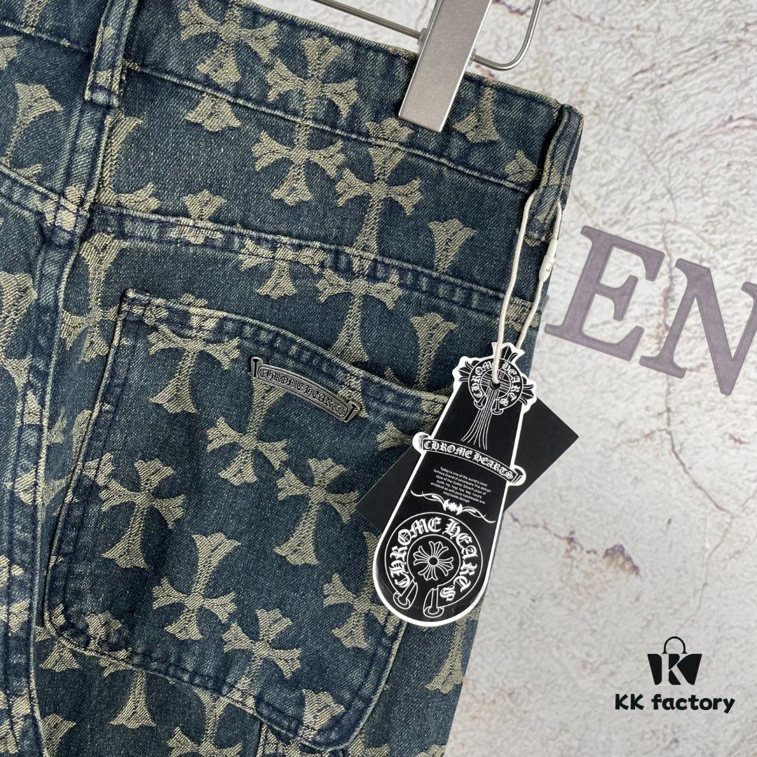 Chrome Hearts CH Full Print Jacquard Flared Denim Jeans