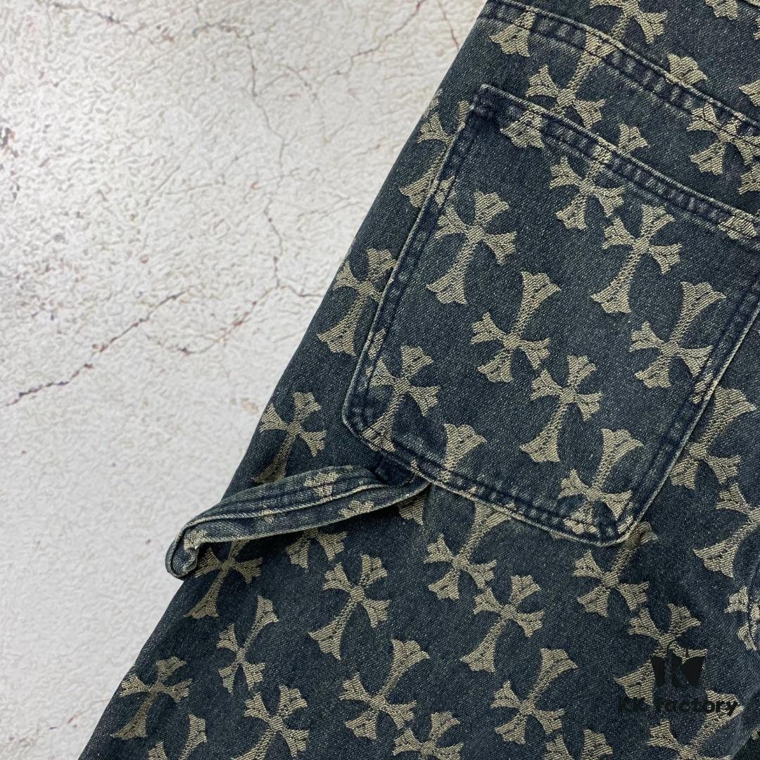 Chrome Hearts CH Full Print Jacquard Flared Denim Jeans