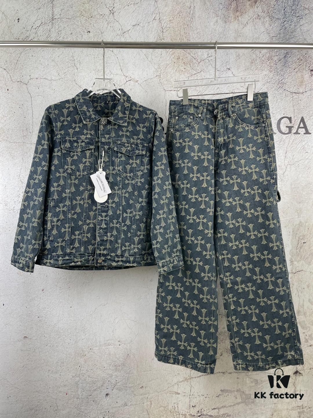 Chrome Hearts CH Full Print Jacquard Denim Jacket Coat