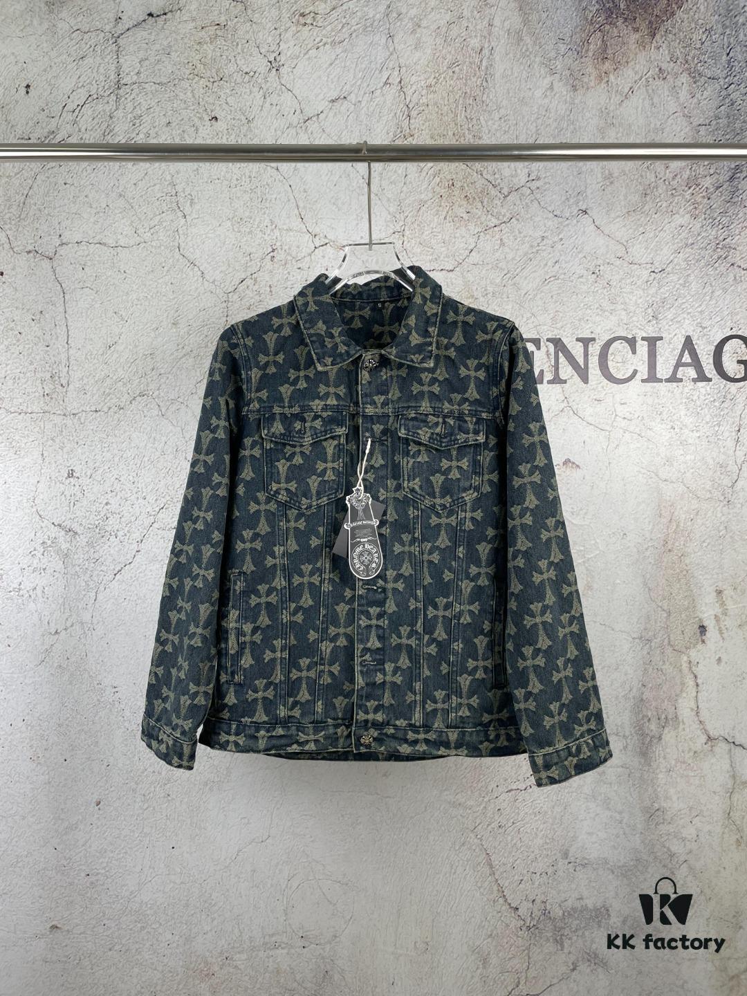 Chrome Hearts CH Full Print Jacquard Denim Jacket Coat