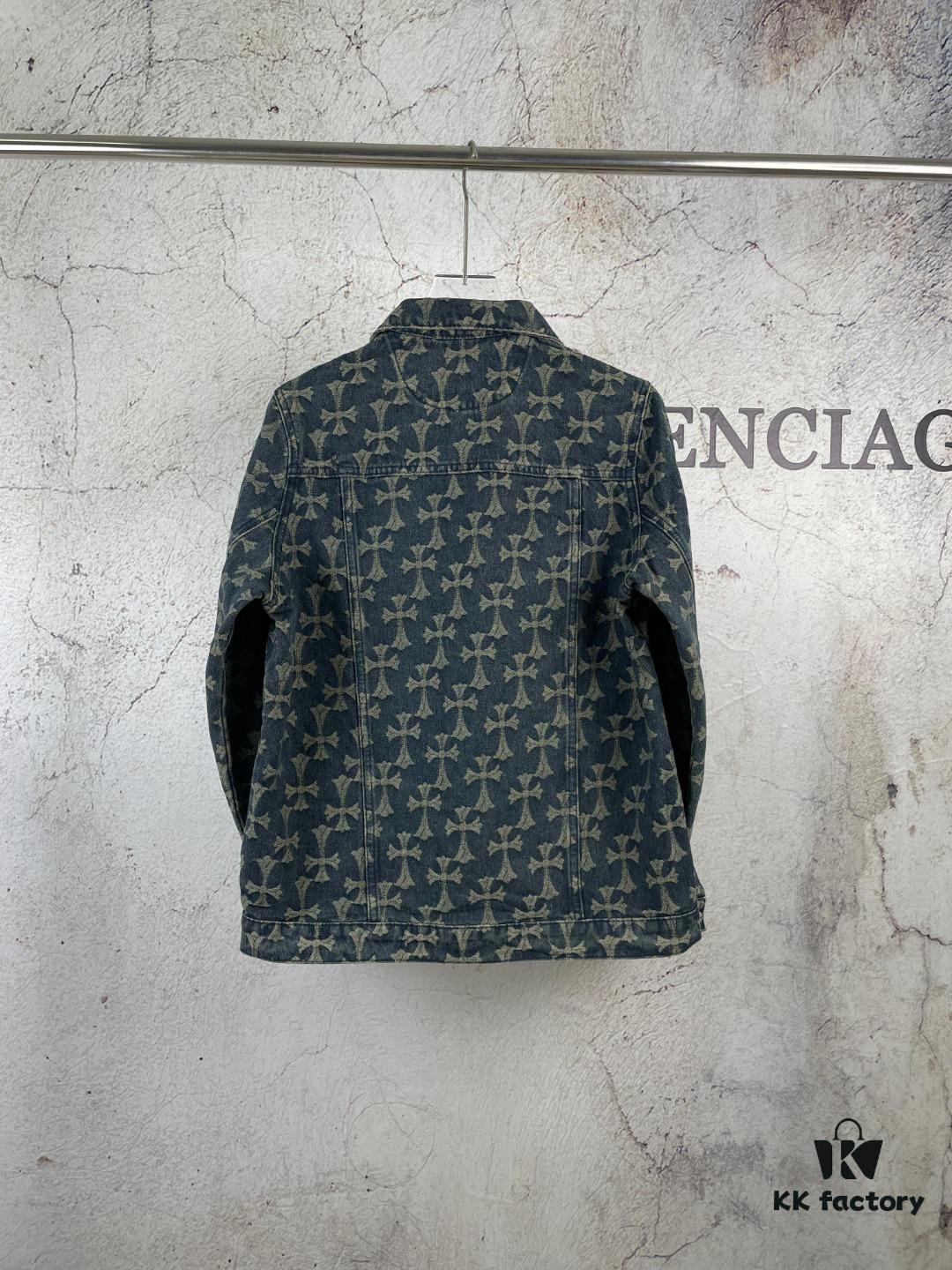 Chrome Hearts CH Full Print Jacquard Denim Jacket Coat