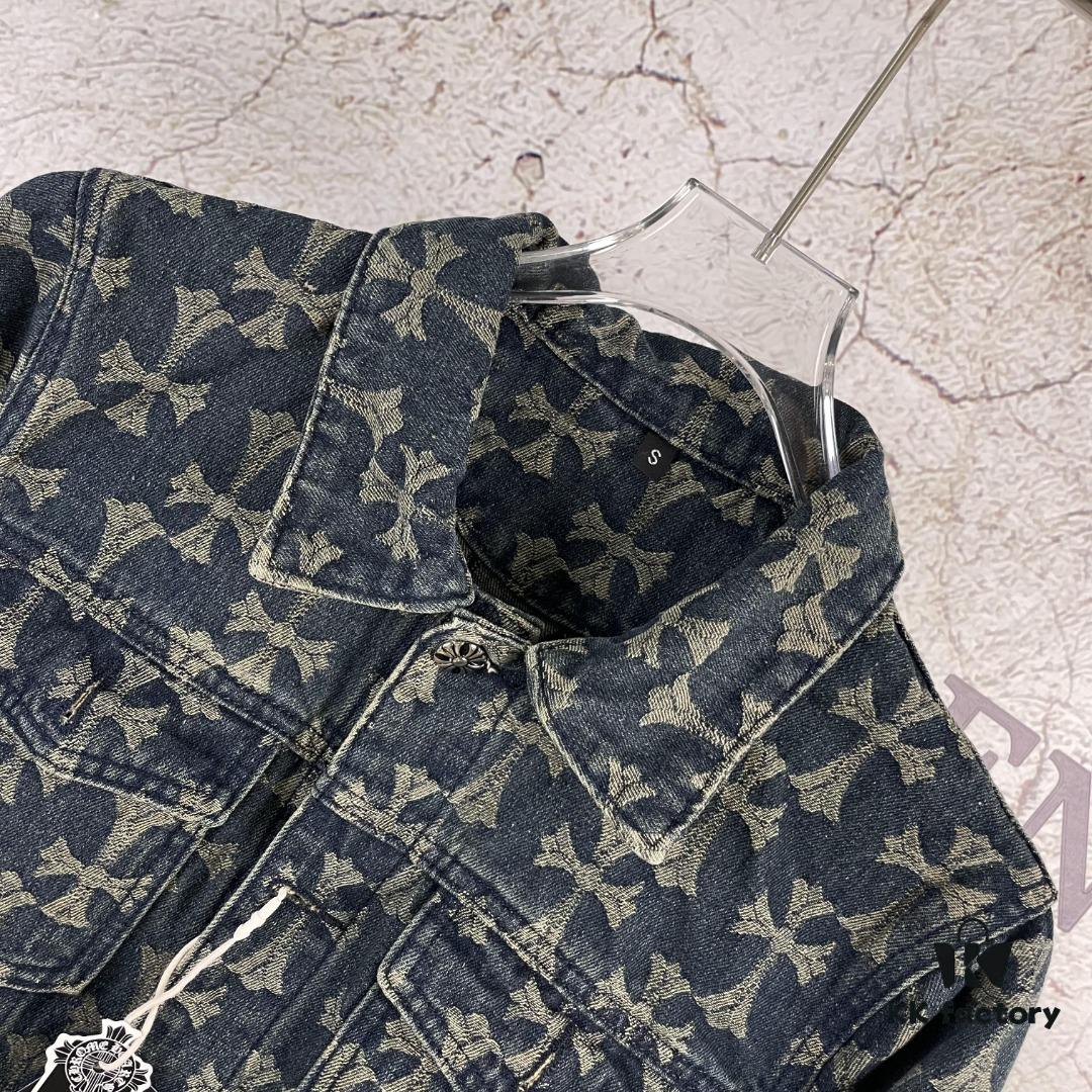 Chrome Hearts CH Full Print Jacquard Denim Jacket Coat