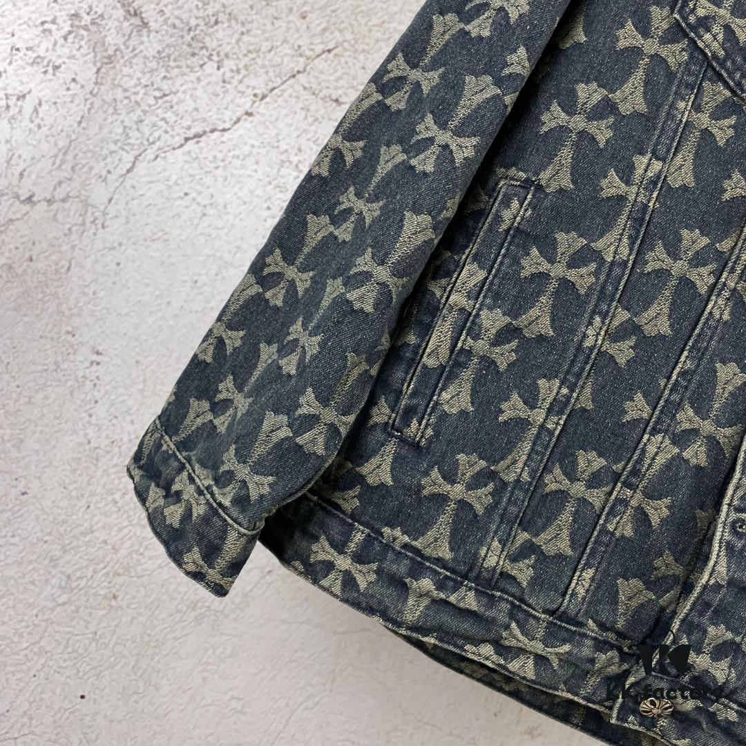 Chrome Hearts CH Full Print Jacquard Denim Jacket Coat