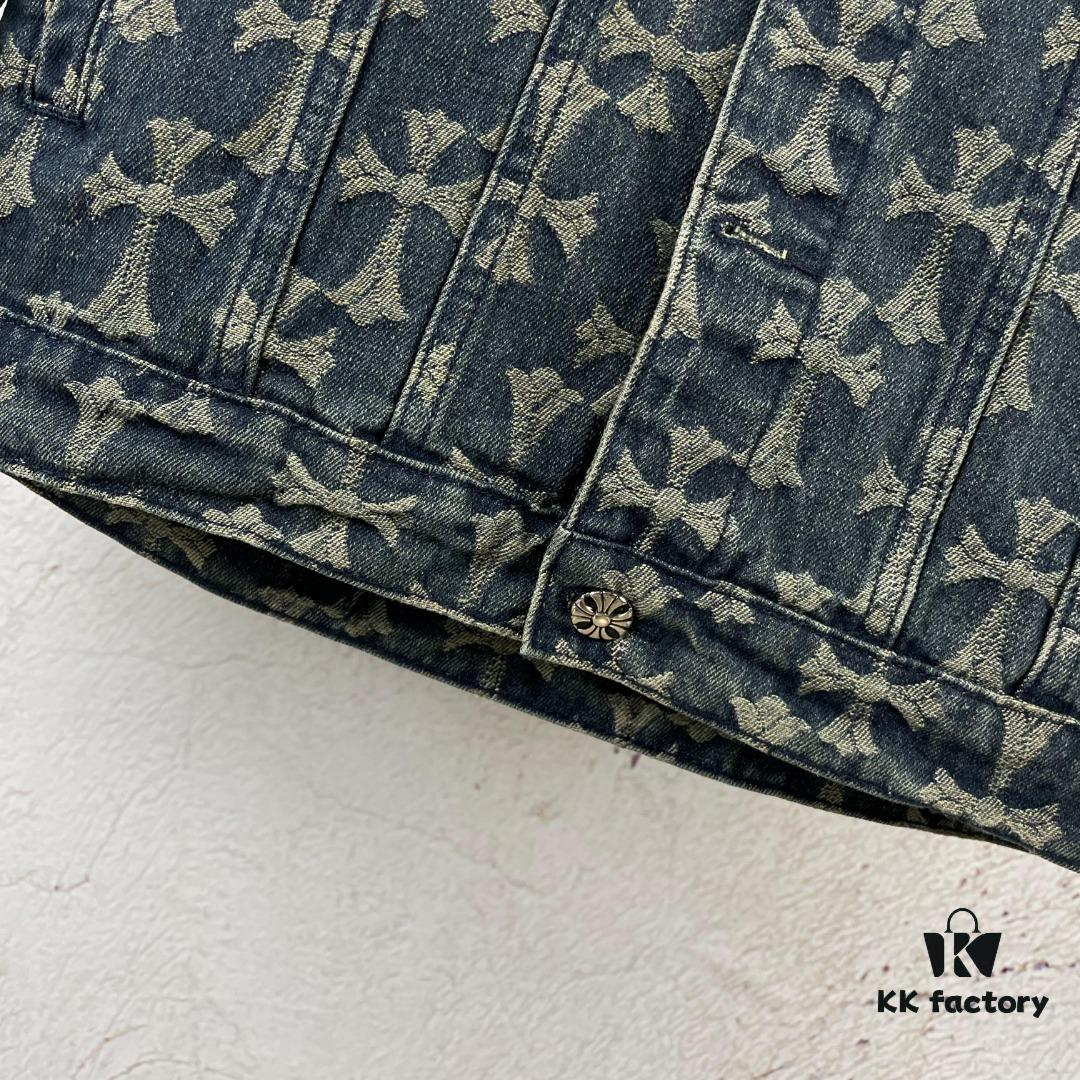 Chrome Hearts CH Full Print Jacquard Denim Jacket Coat