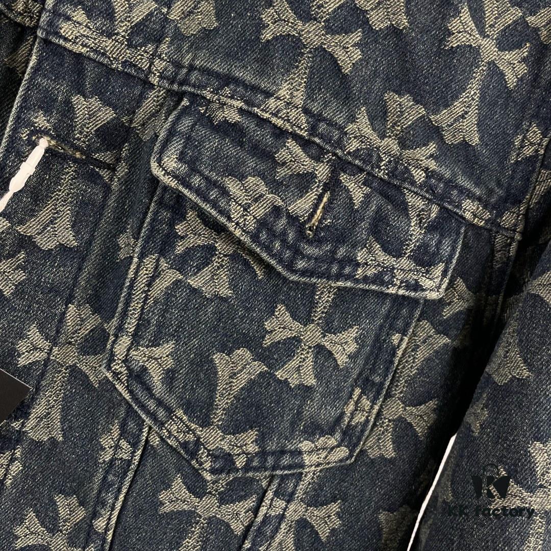 Chrome Hearts CH Full Print Jacquard Denim Jacket Coat