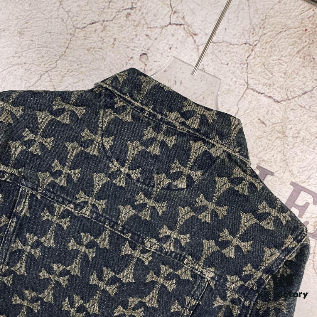 Chrome Hearts CH Full Print Jacquard Denim Jacket Coat