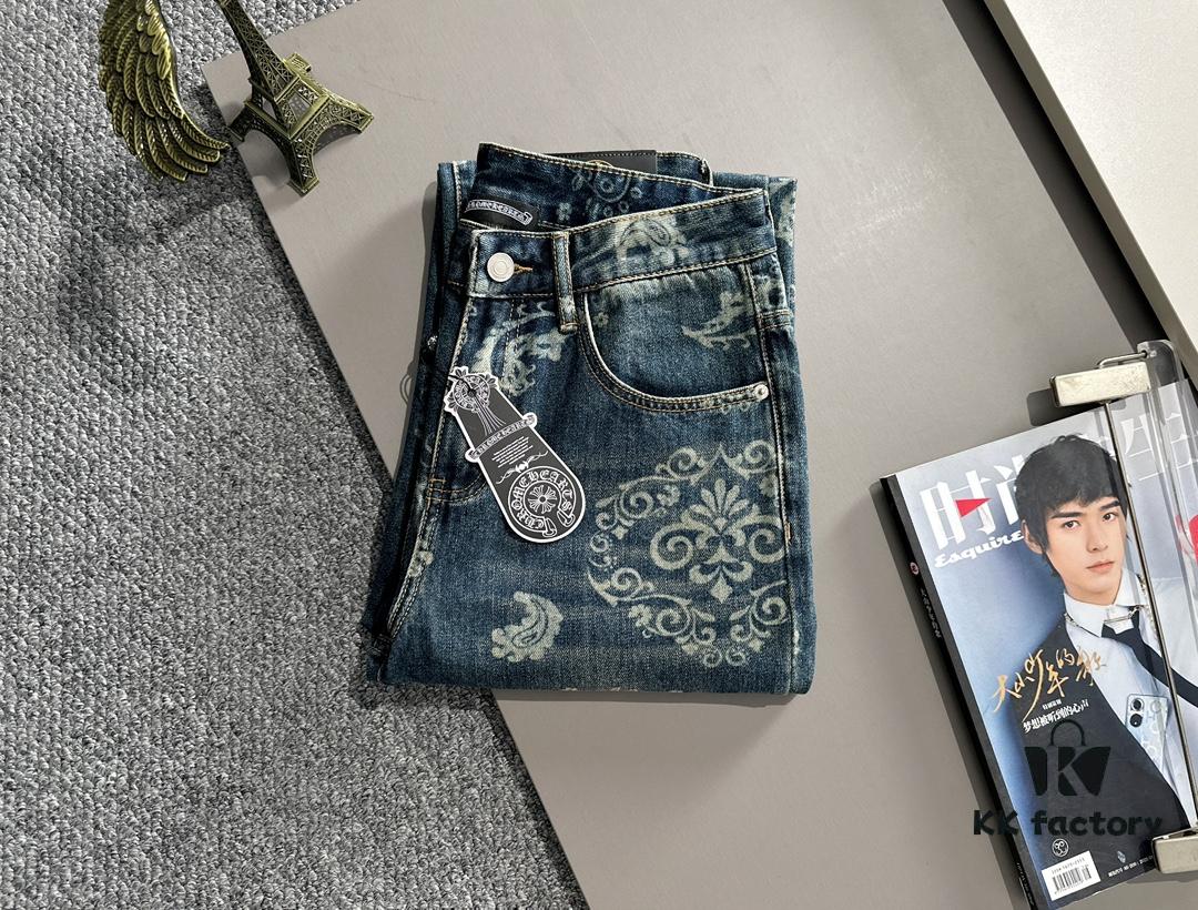 Chrome Hearts 2025 All-Season Loose Straight-Leg Jeans, Ultimate Trendsetter Fashion! Crafted from Imported Japanese Denim Fabric, Soft, Comfortable, Breathable, and Stylish with a Modern Vintage Hue – Perfect for Everyday Luxury Wear