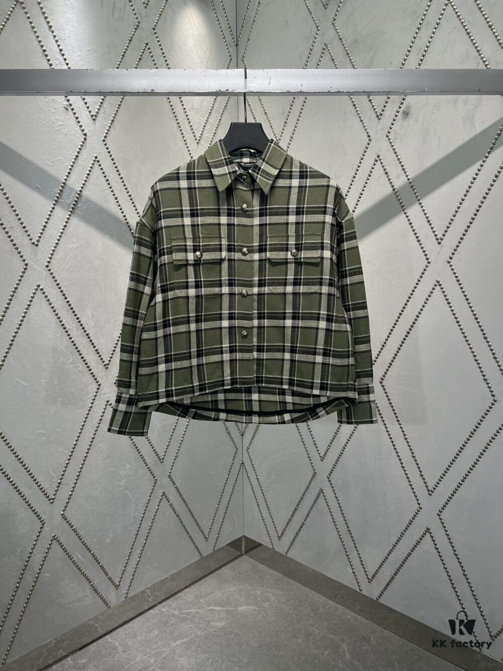 Chrome Hearts 2025 Spring/Summer New Cross Sanskrit Print Plaid Shirt Jacket with Quilted Lining, Unisex Style
