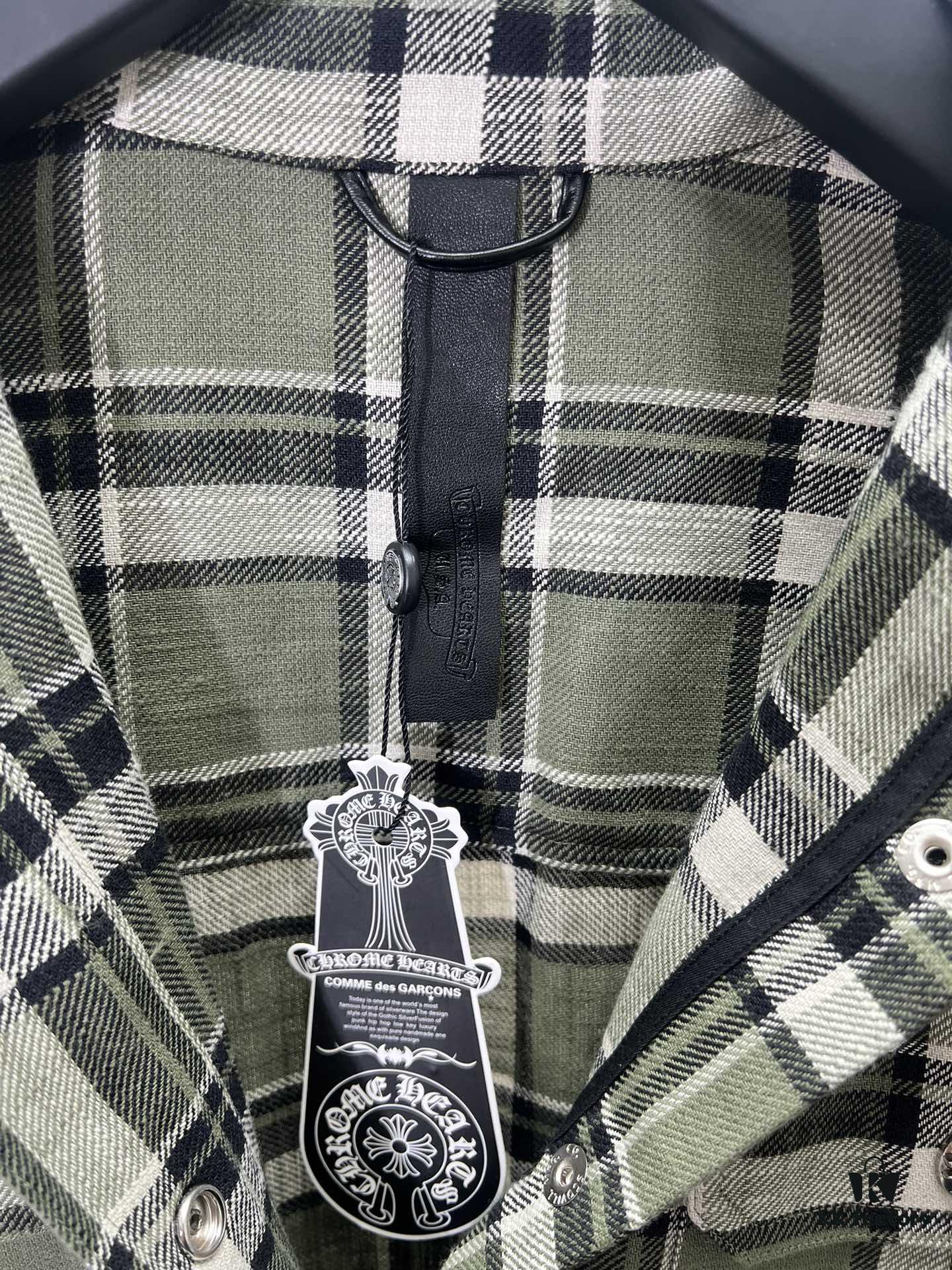 Chrome Hearts 2025 Spring/Summer New Cross Sanskrit Print Plaid Shirt Jacket with Quilted Lining, Unisex Style