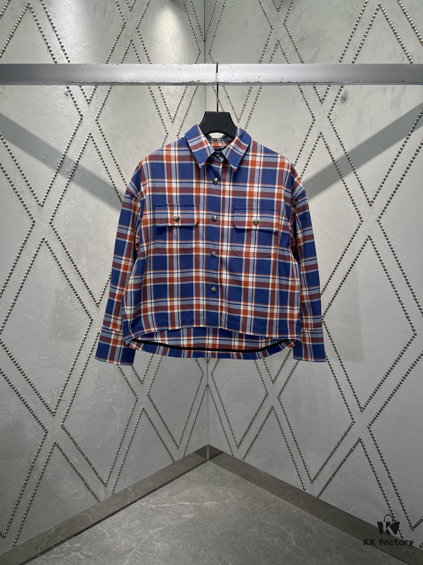 Chrome Hearts 2025 Spring/Summer New Cross Sanskrit Print Plaid Shirt Jacket with Padding Unisex