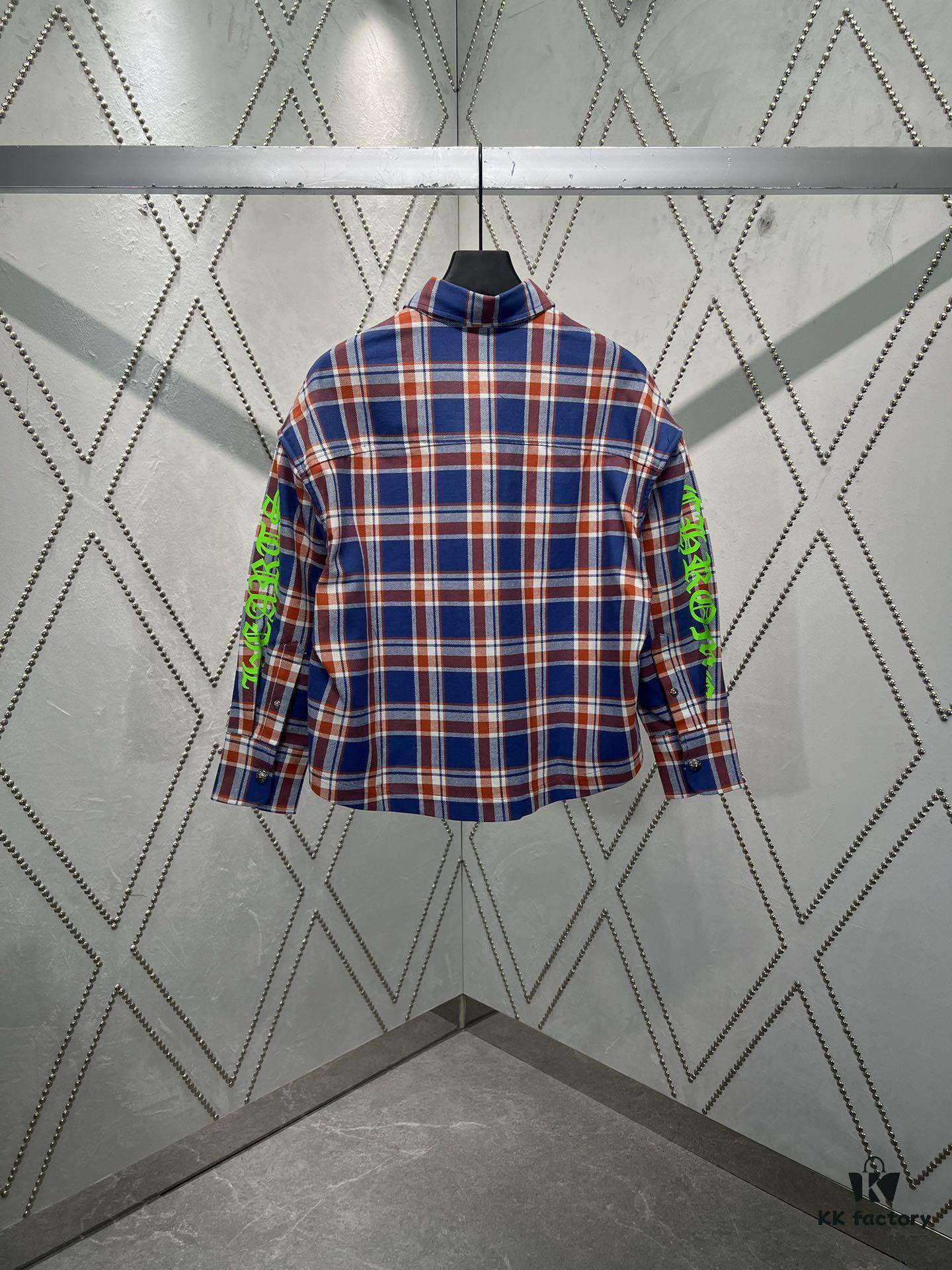 Chrome Hearts 2025 Spring/Summer New Cross Sanskrit Print Plaid Shirt Jacket with Padding Unisex