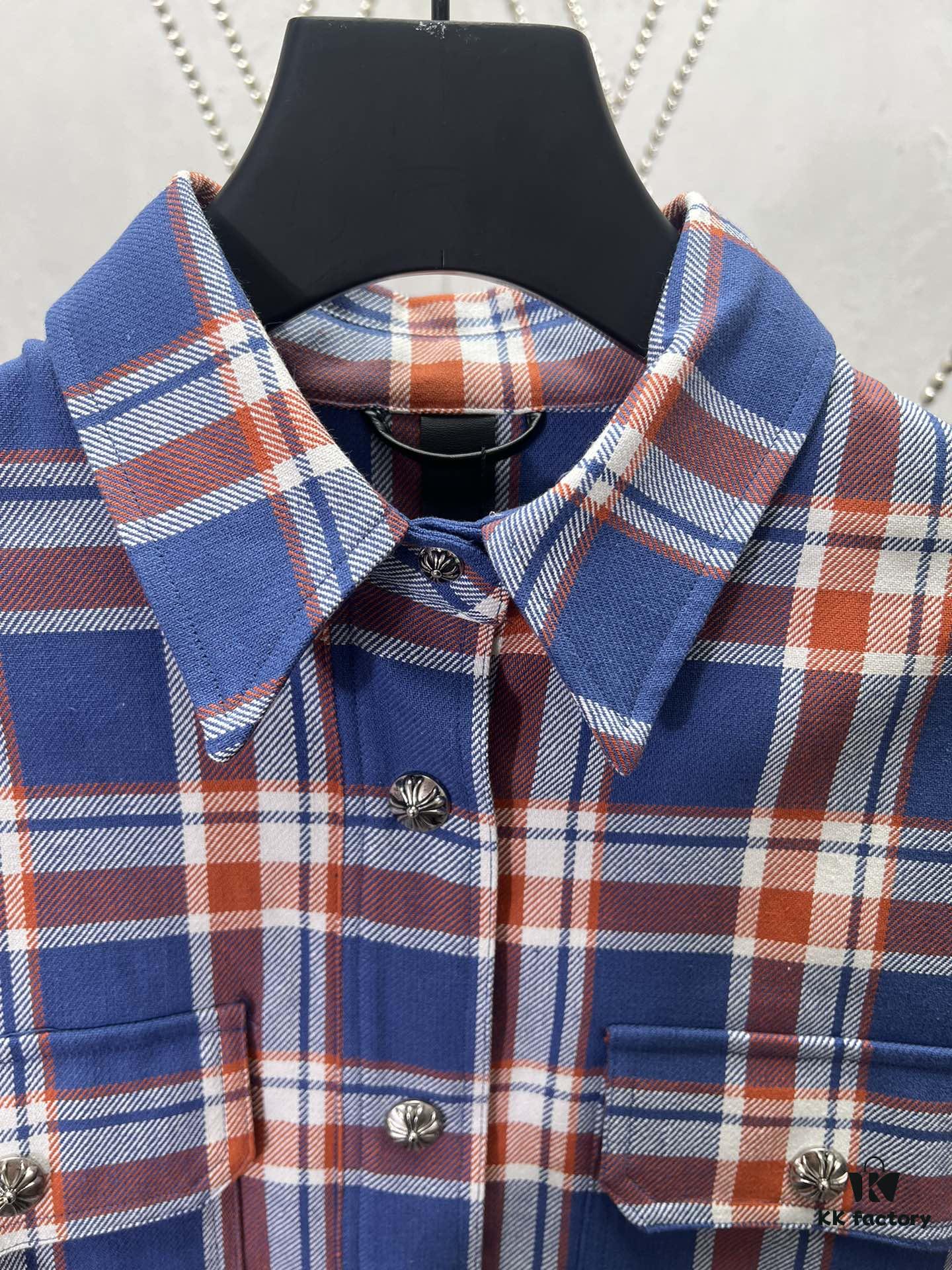 Chrome Hearts 2025 Spring/Summer New Cross Sanskrit Print Plaid Shirt Jacket with Padding Unisex