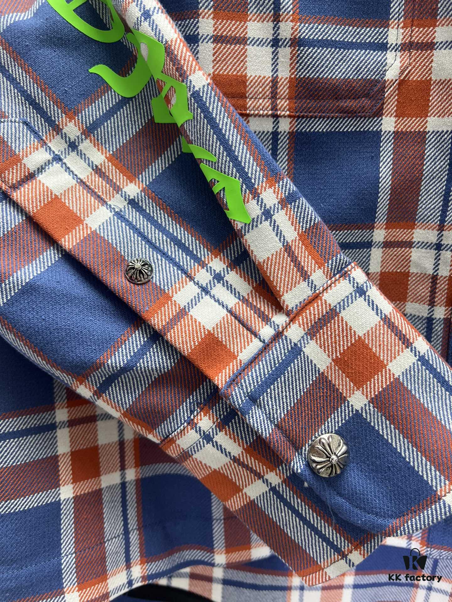 Chrome Hearts 2025 Spring/Summer New Cross Sanskrit Print Plaid Shirt Jacket with Padding Unisex